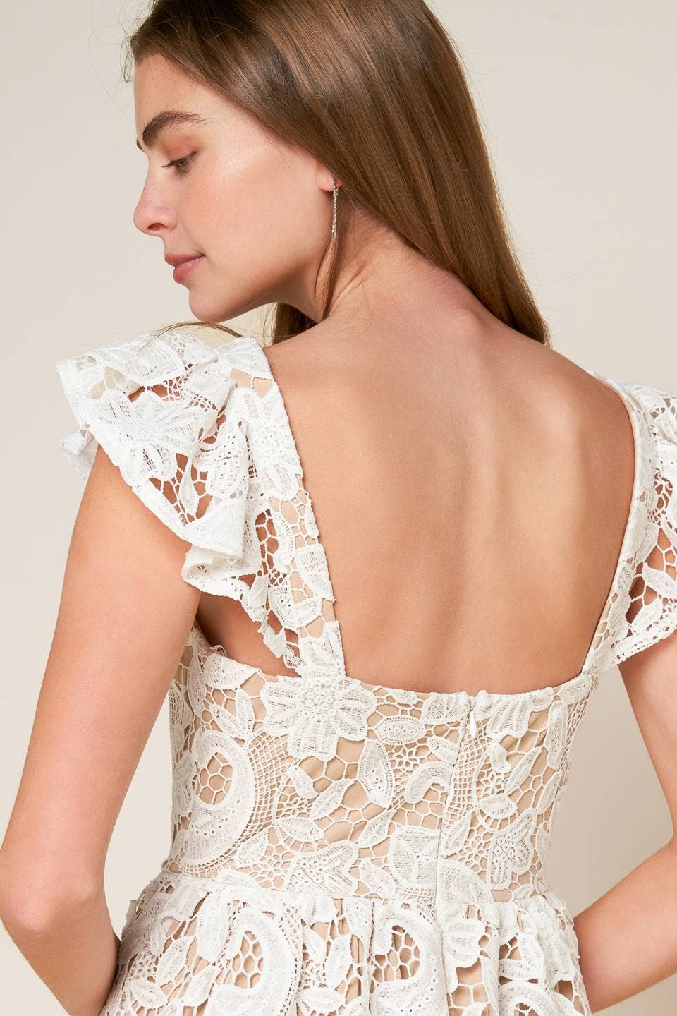 White lace midi dress - ID20631 WHITE: Contemporary