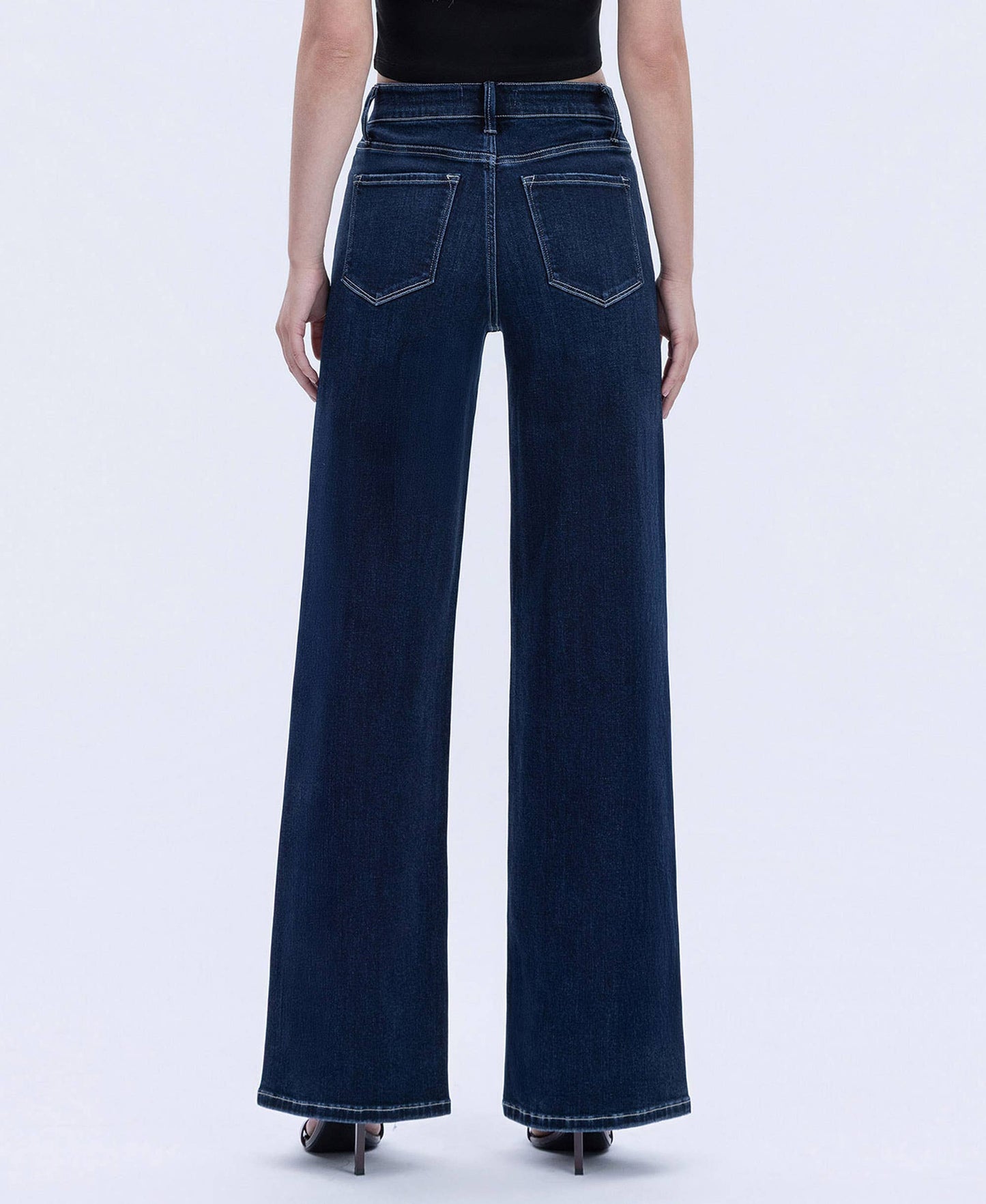 HIGH RISE DARK WASH FULL LENGTH WIDE JEANS F6259: HARMONIOUS LIGHT