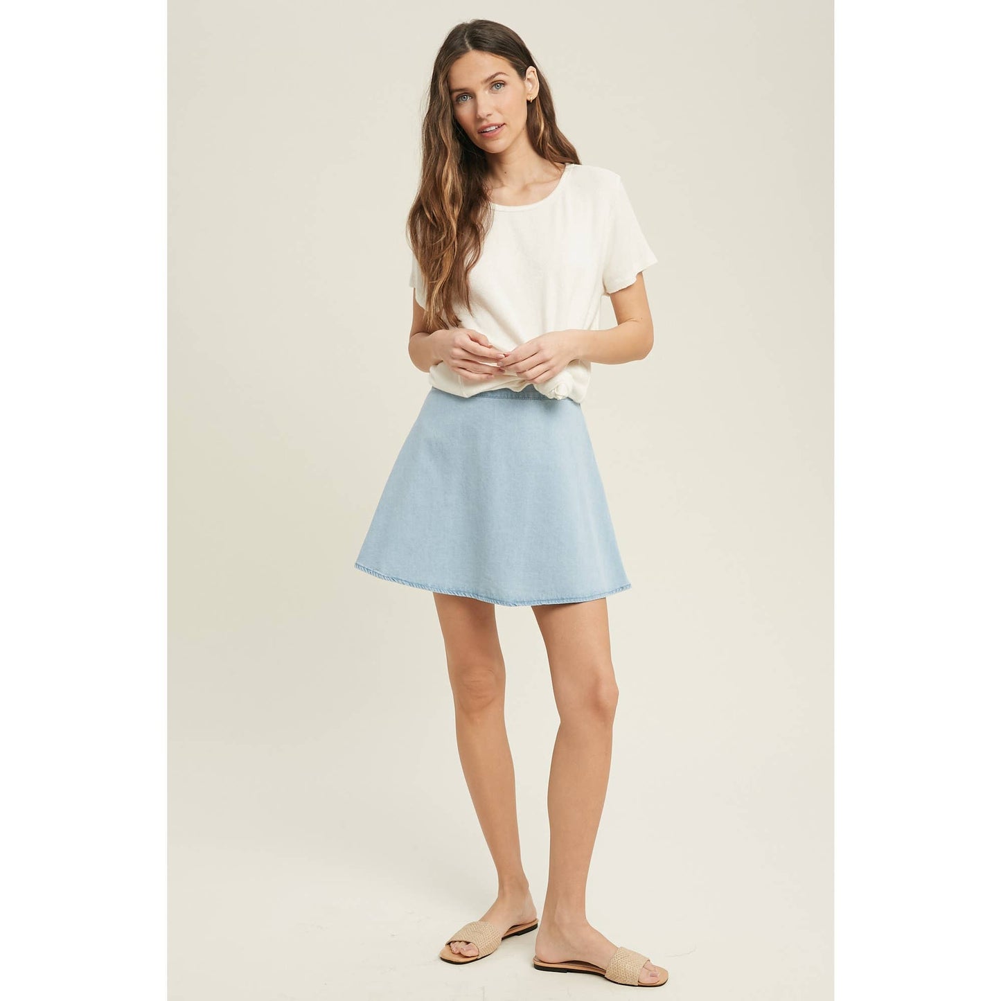 Casual Everyday Mini Denim Skirt WL21-6305: L.DENIM