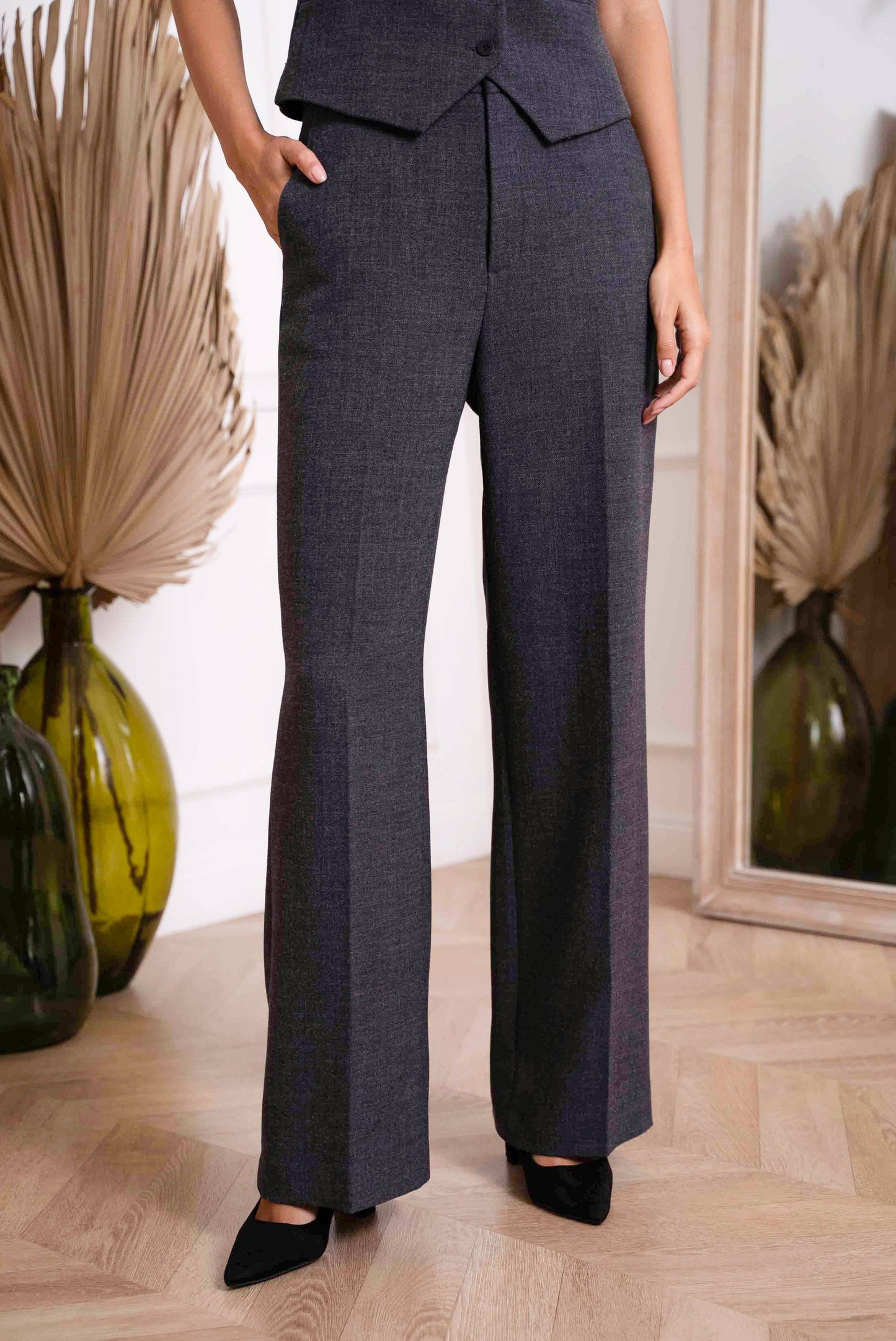Straight cut pants in winter material: Black / Sx1 Mx1 Lx1 XLx1