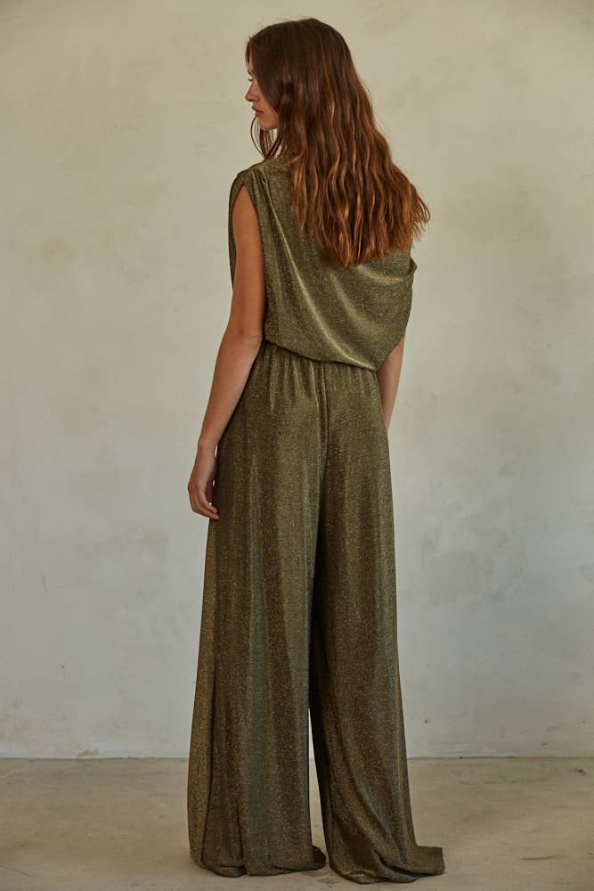 THE GWEN JUMPSUIT: Gold Black