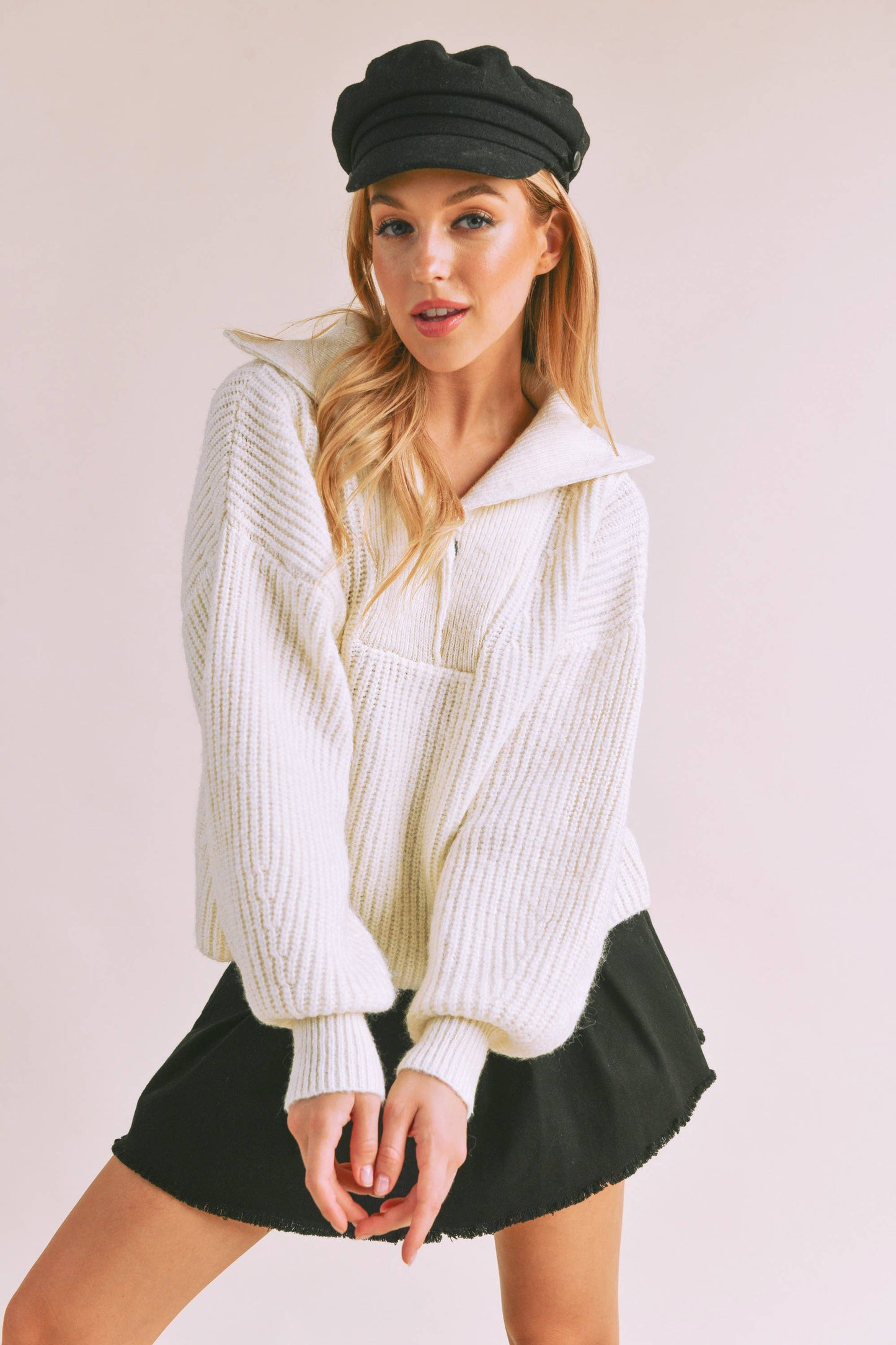 Danae Henley Sweater 1: White knit