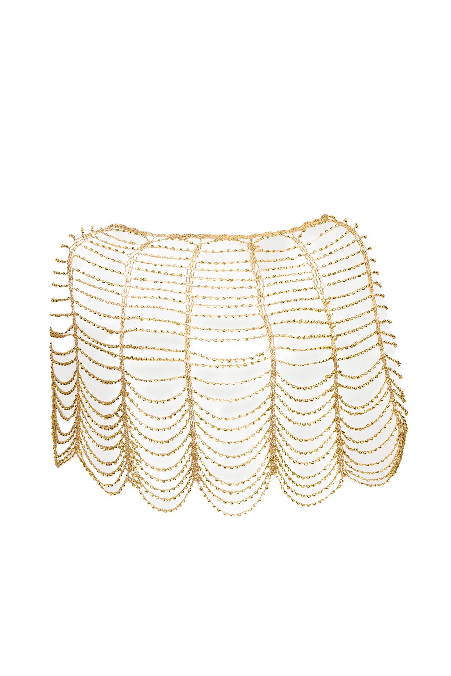 Festive Scallop Beaded Capelet: Gold