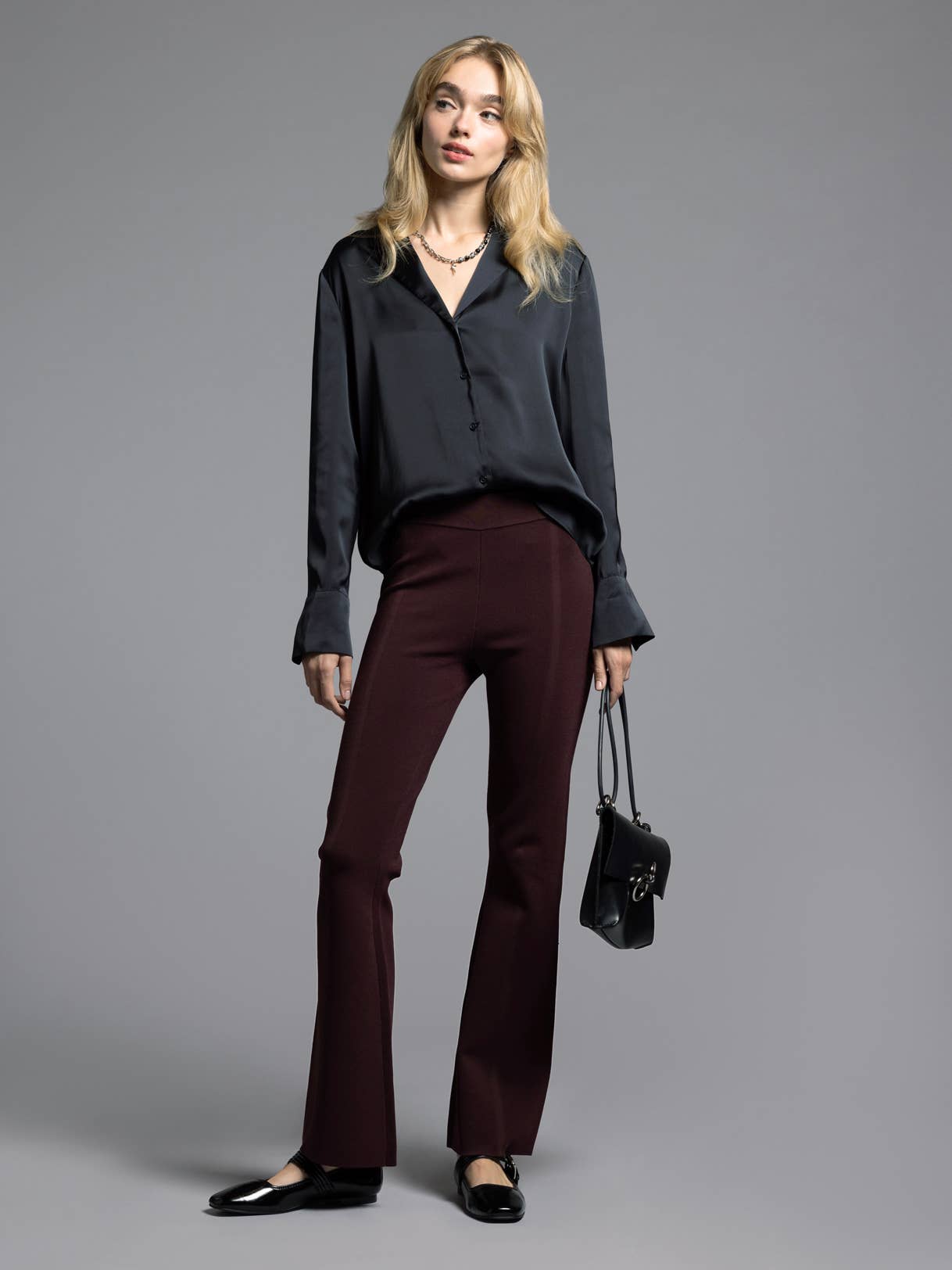 Kick Flare Pants - SASHA PANTS: DARK LILAC / 54% NYLON 44% VISCOSE 2% ELASTANE