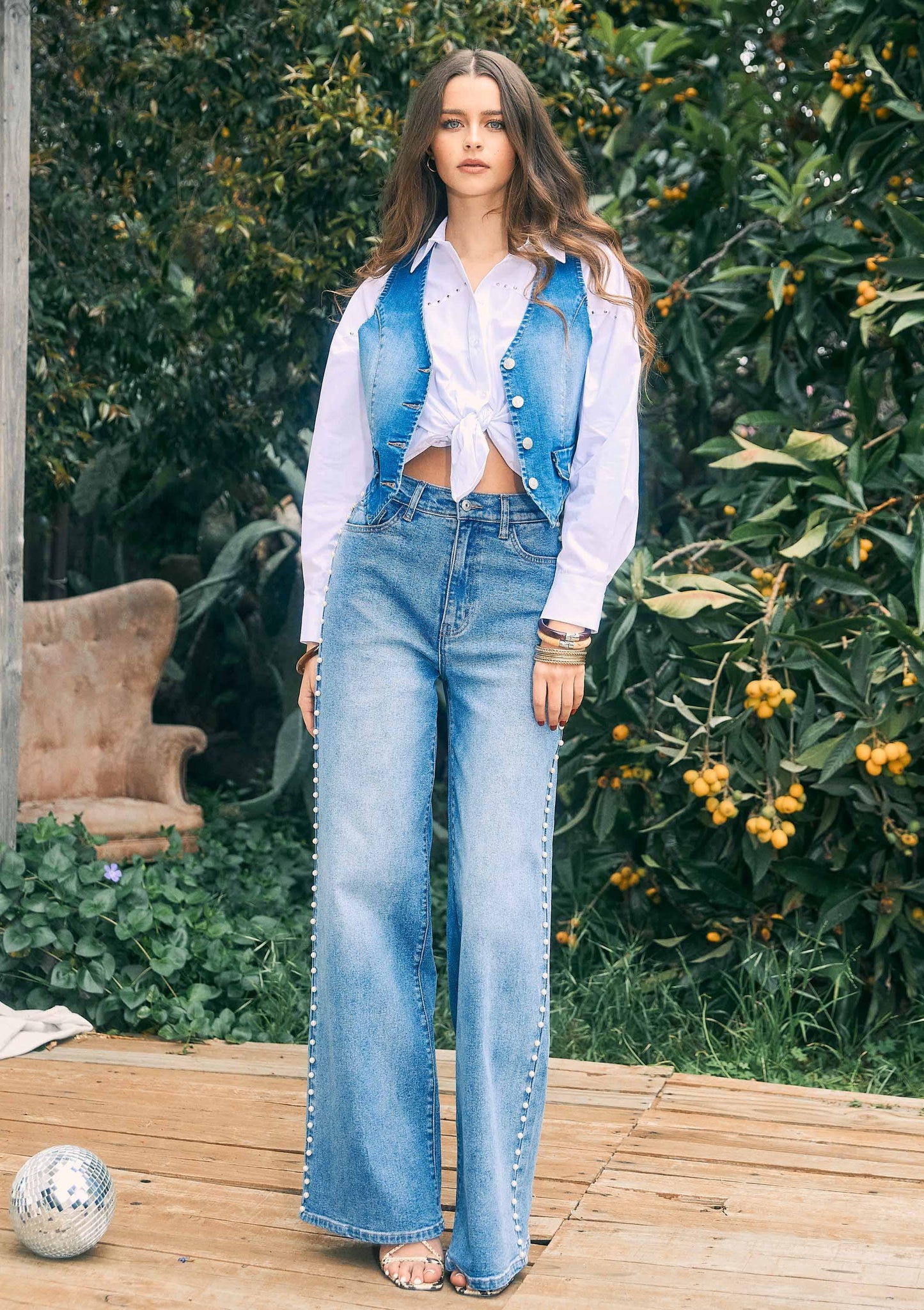 Pearl High-Rise Wideleg Jeans: Medium Stone