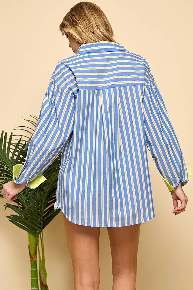 Striped Long sleeved Shirt : Blue