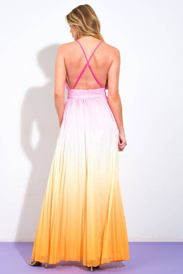 Pink and yellow maxi dress - ID21022: Contemporary