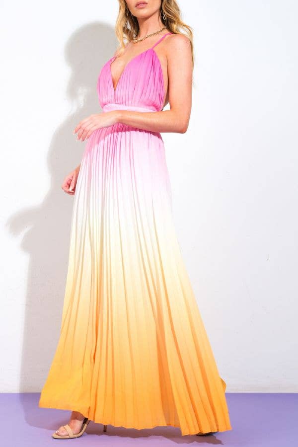 Pink and yellow maxi dress - ID21022: Contemporary