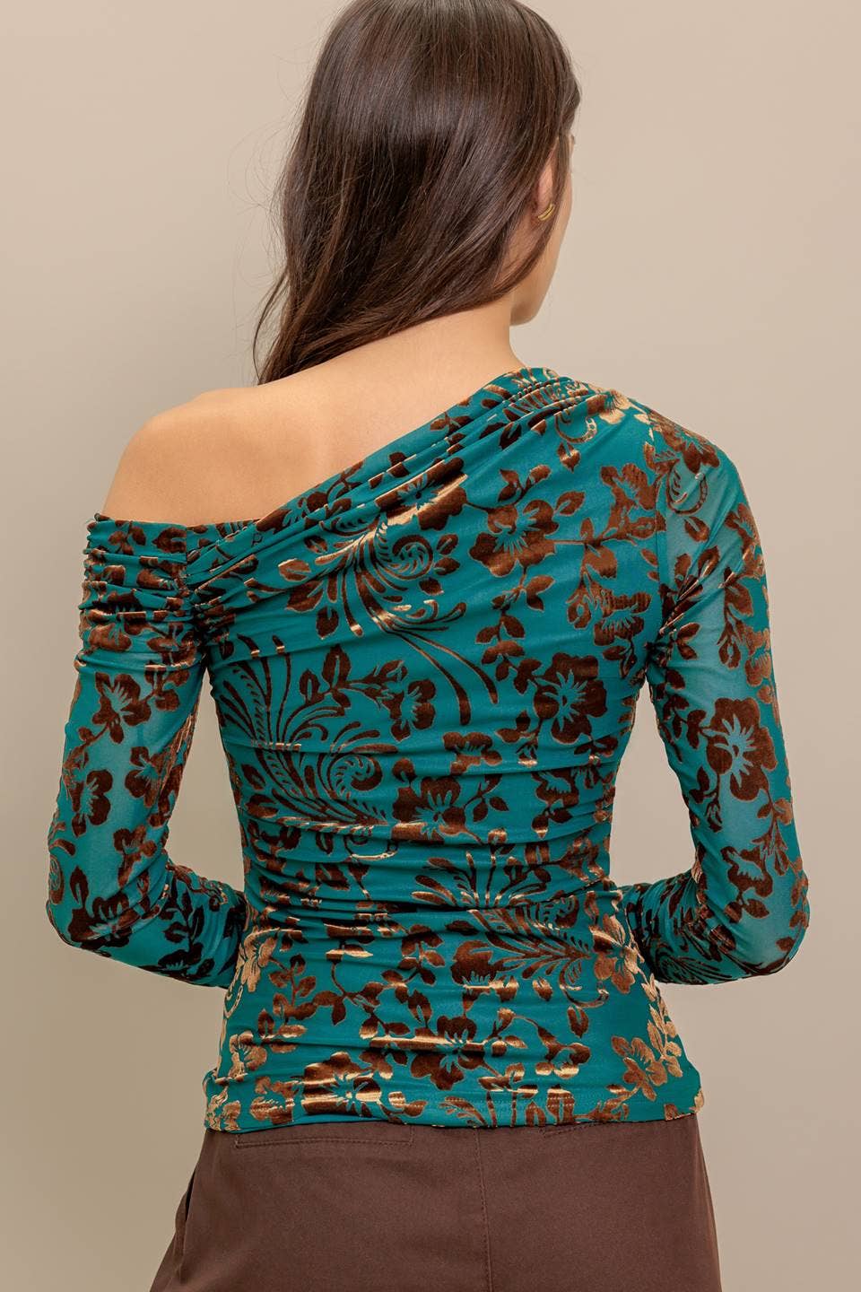 Cold shoulder knit top - IT13844: Teal