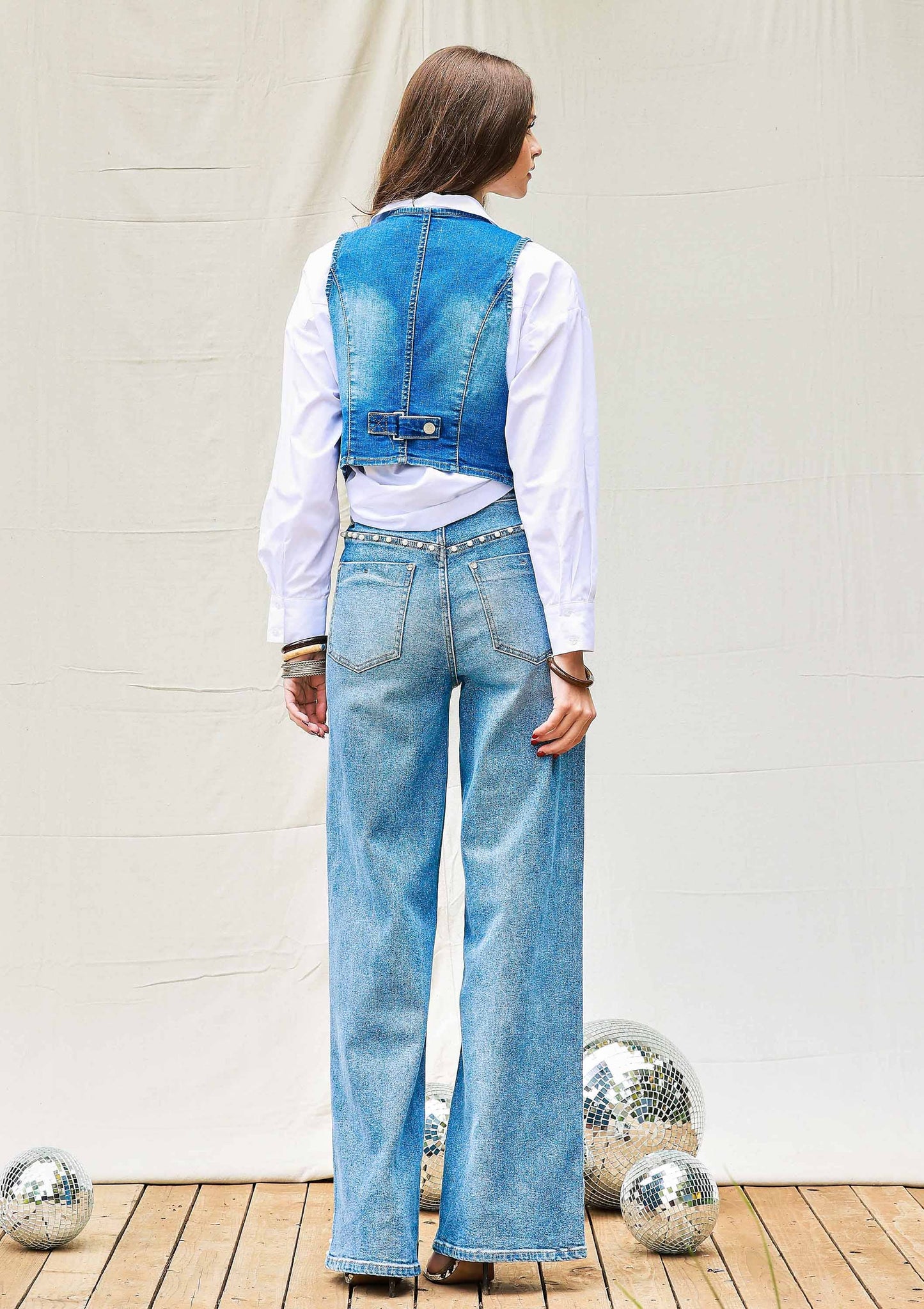 Pearl High-Rise Wideleg Jeans: Medium Stone