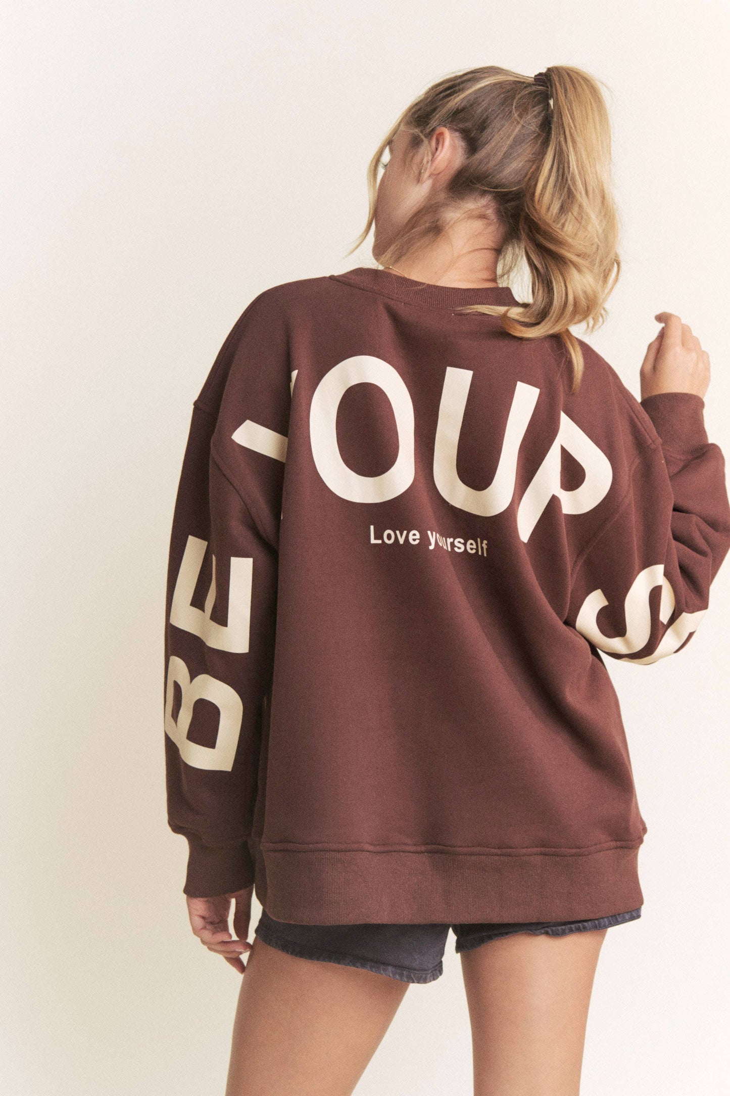 Printed Oversized Sweatshirt: Pink