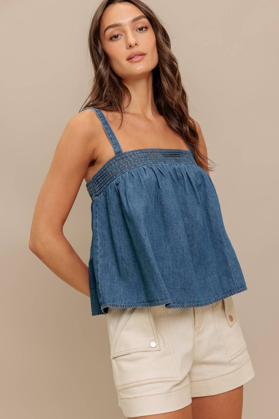 Lightweight denim top - IT13784: MEDIUM INDIGO