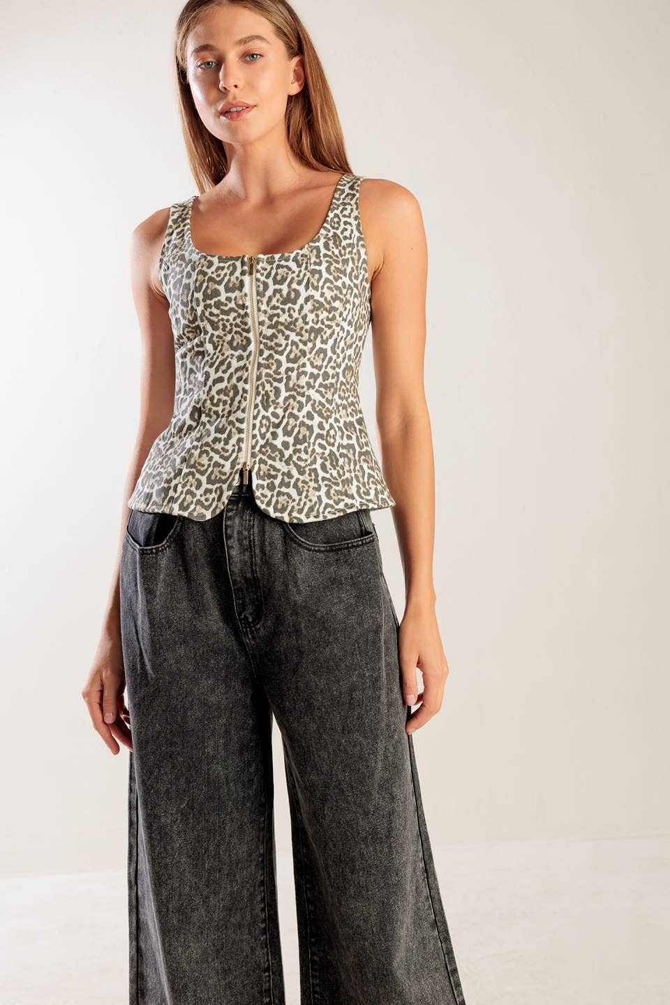 Leopard print vest - FT1499 White / Contemporary
