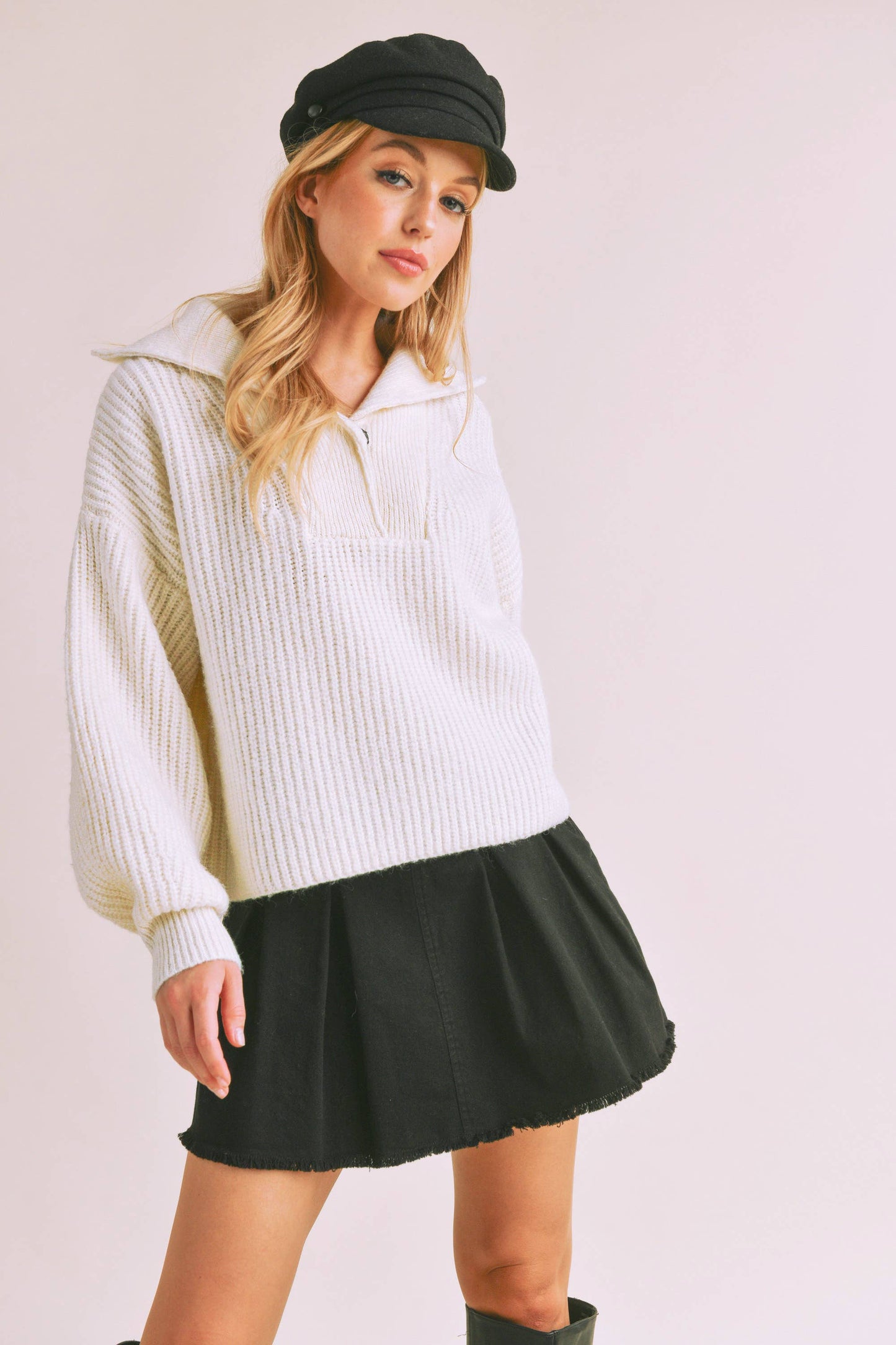 Danae Henley Sweater 1: White knit