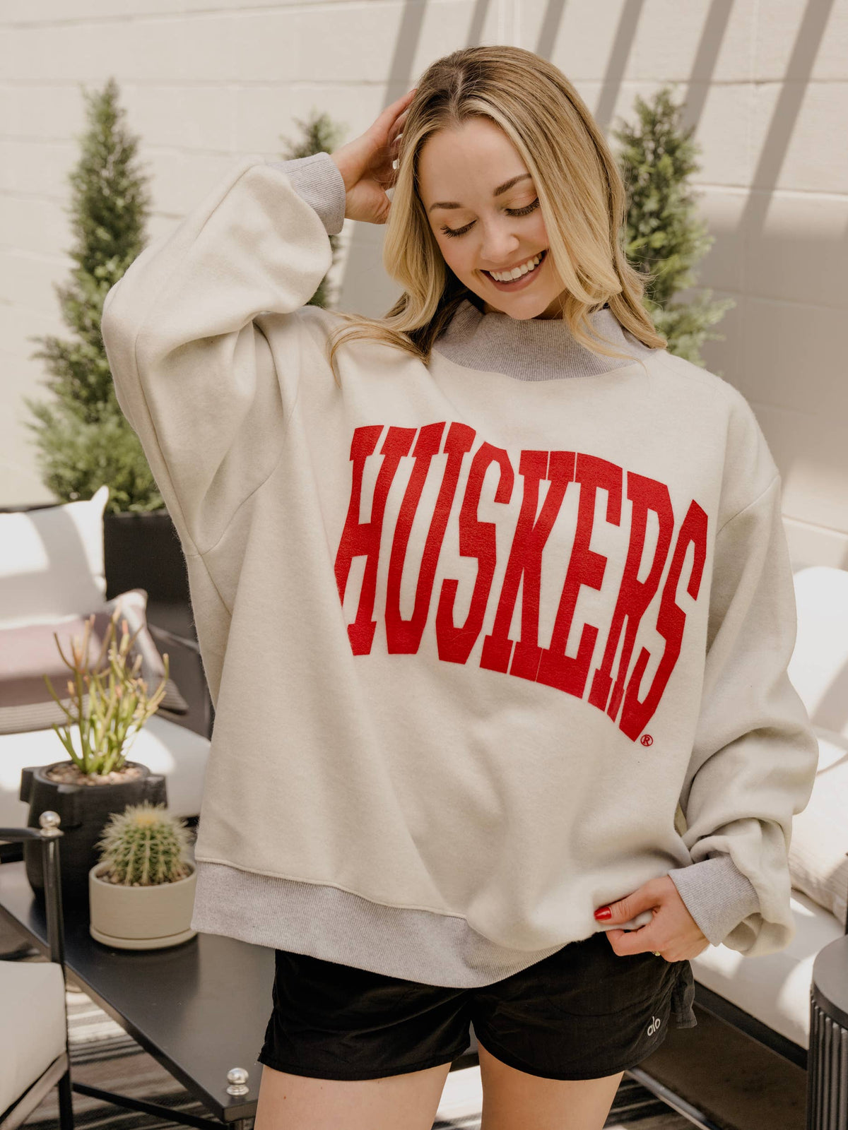 Nebraska Huskers Tall Boy Reversible Mock Neck Sweatshirt: L/XL