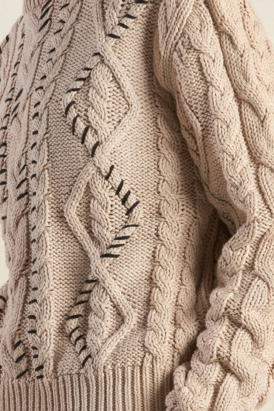 A sweater knit top - FSW1085: KHAKI BLACK / Contemporary