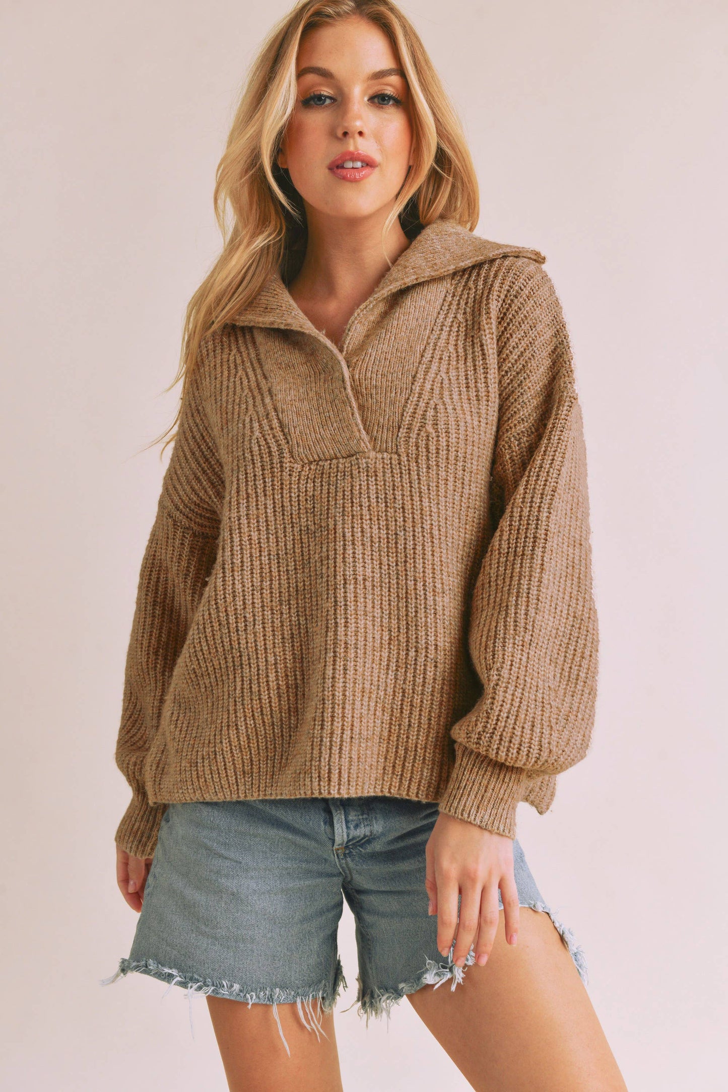 Danae Henley Sweater 1: Camel / L / Knit