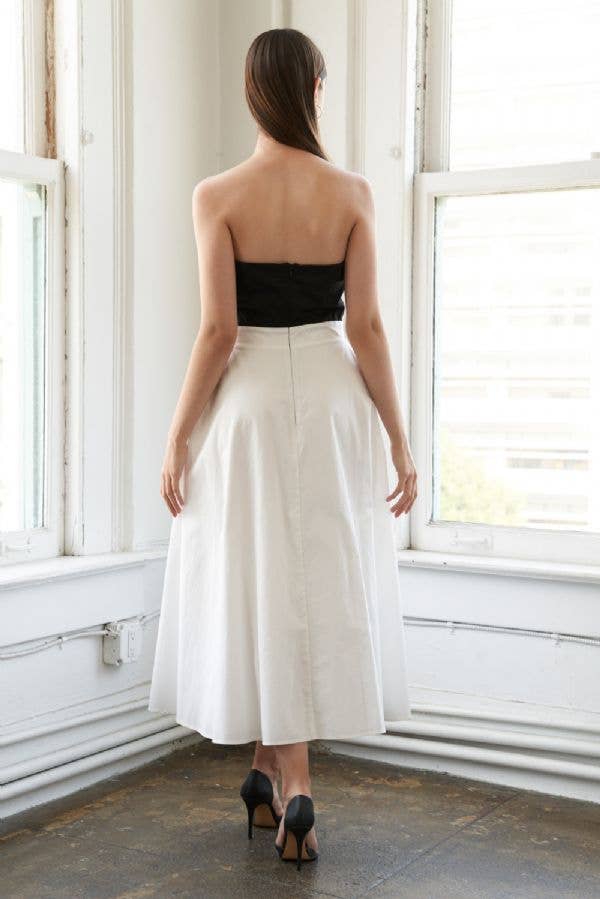 Bow midi dress - FD1078: WHITE/BLACK / Contemporary