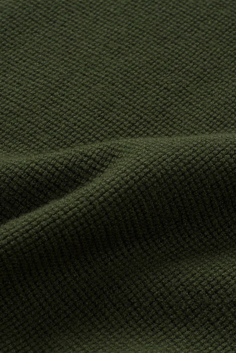 Sophie Striped Sleeve Plain Knit Sweater: Green / 50%Viscose+28%Polyester+22%Polyamide / M