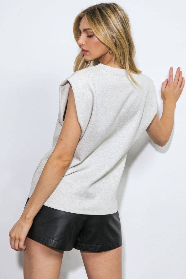Grey and sparkle knit top - IT12812-A: HEATHER GREY