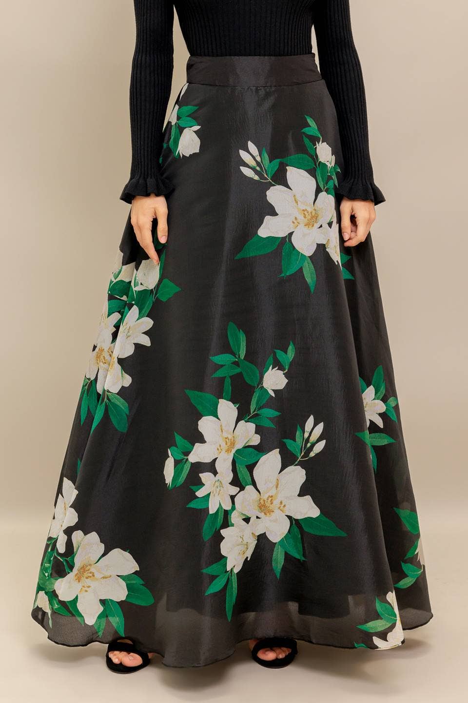 Floral maxi skirt - IK7635 BLACK