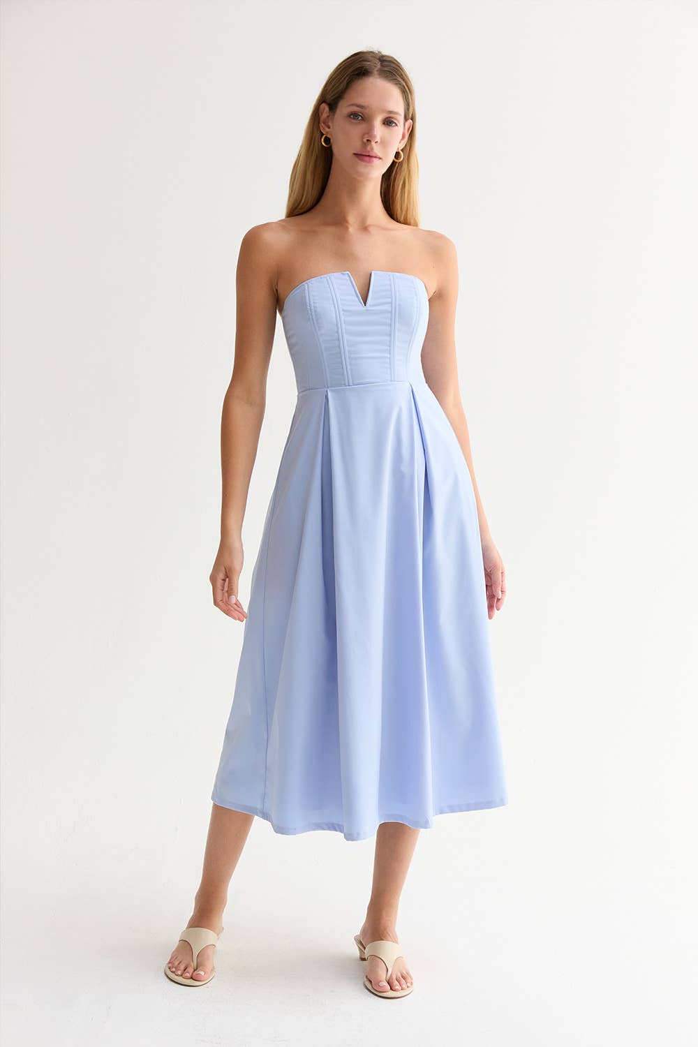 Zae V-Wire Modal Blend Midi Dress: LT. BLUE