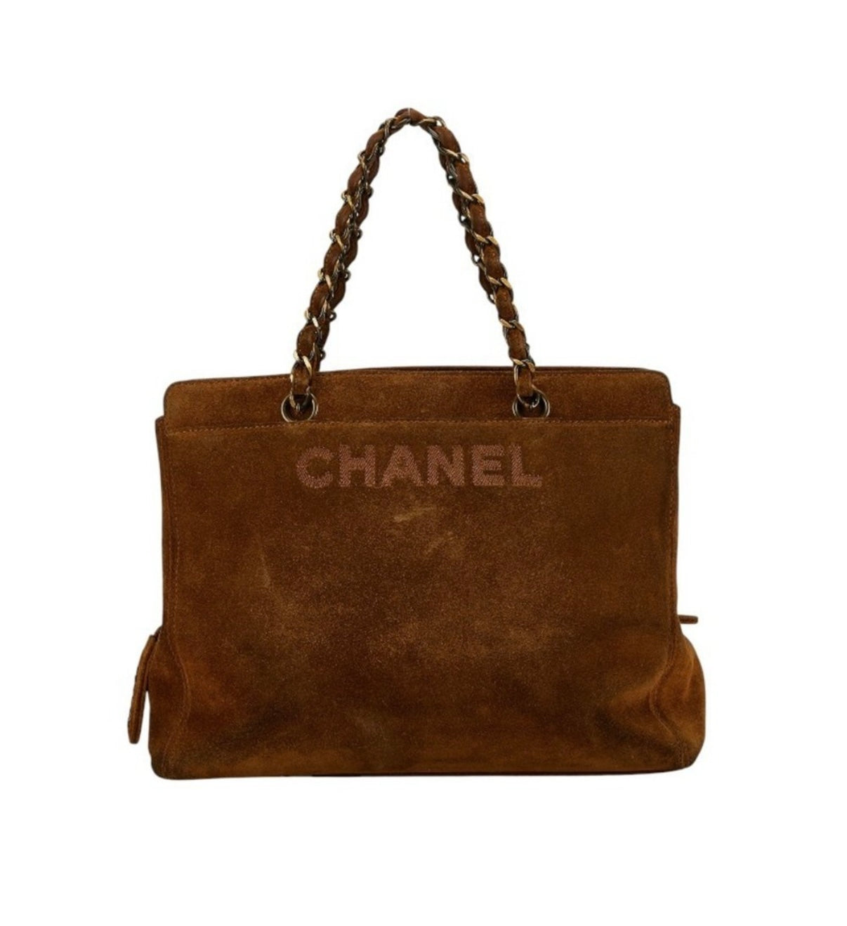 Chanel Suede Chain Tote - Brown