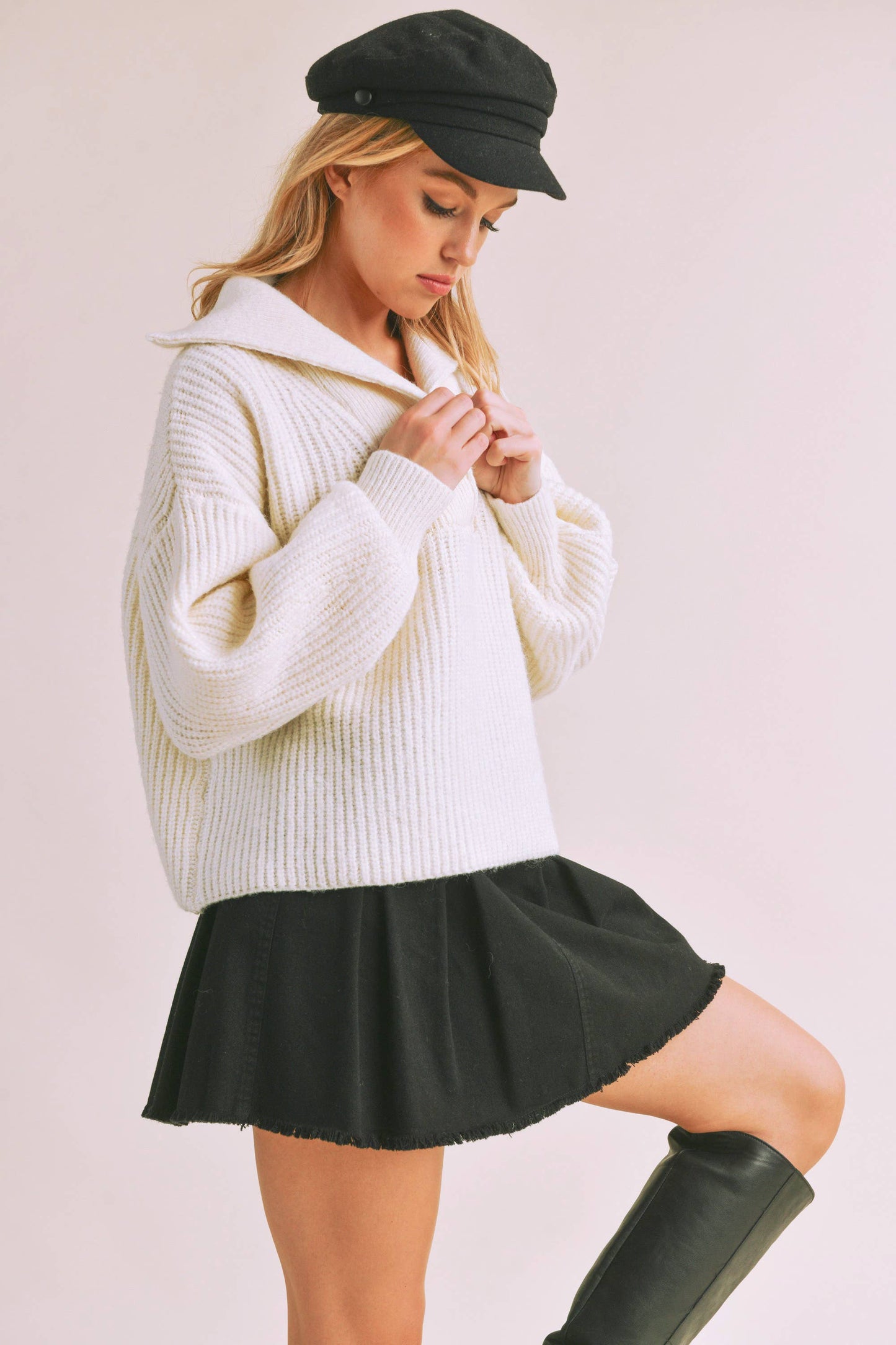Danae Henley Sweater 1: White knit
