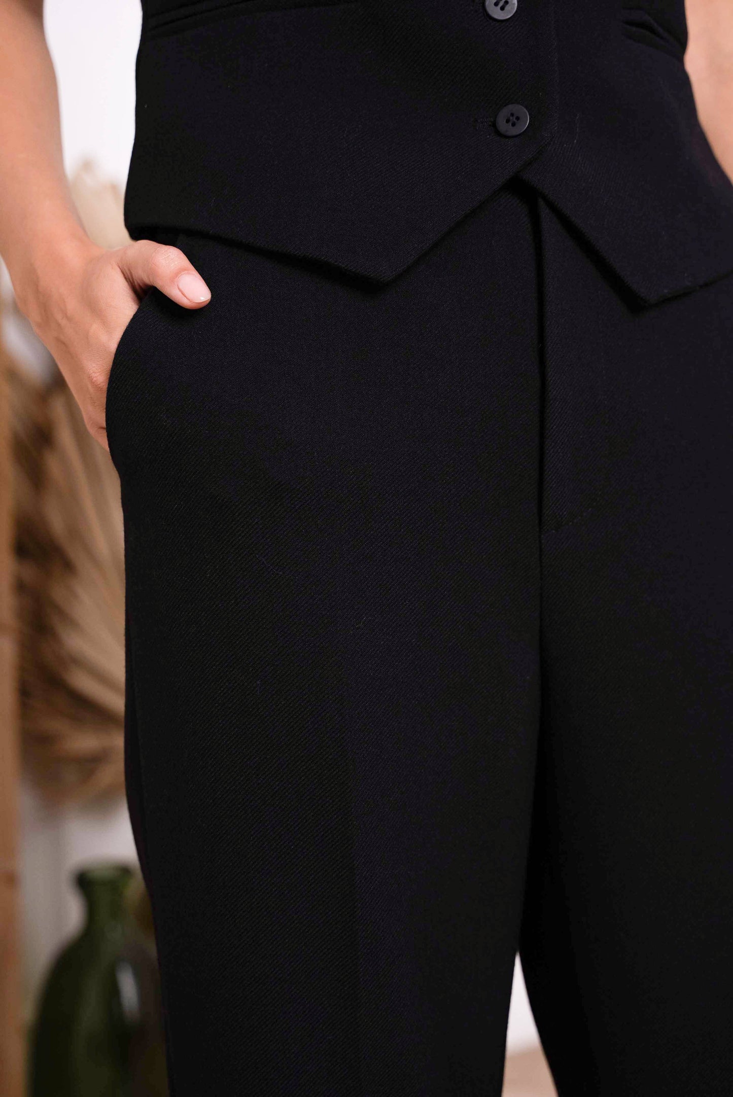 Straight cut pants in winter material: Black / Sx1 Mx1 Lx1 XLx1