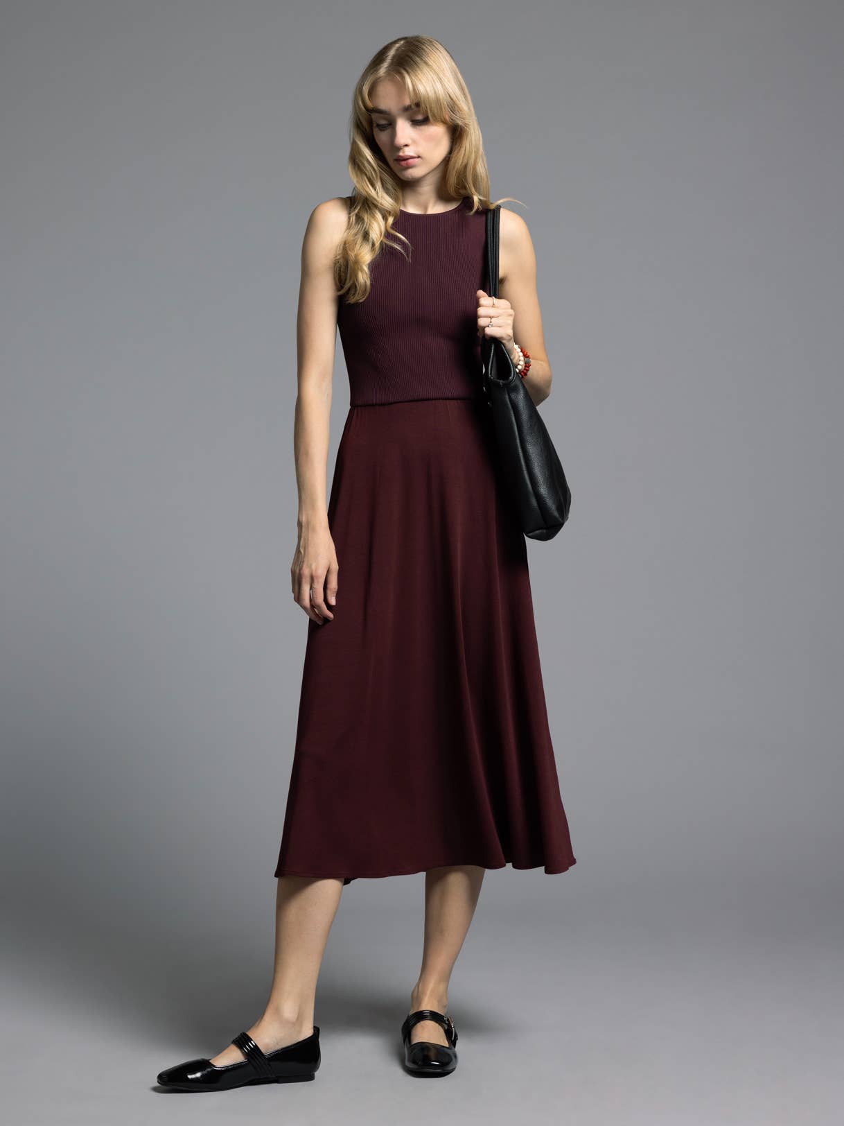 ARIANA DRESS: DARK CHERRY / 63% VISCOSE 37% NYLON
