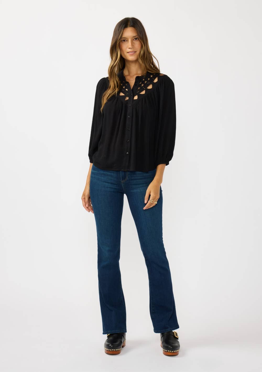 Button Down Blouse: Black
