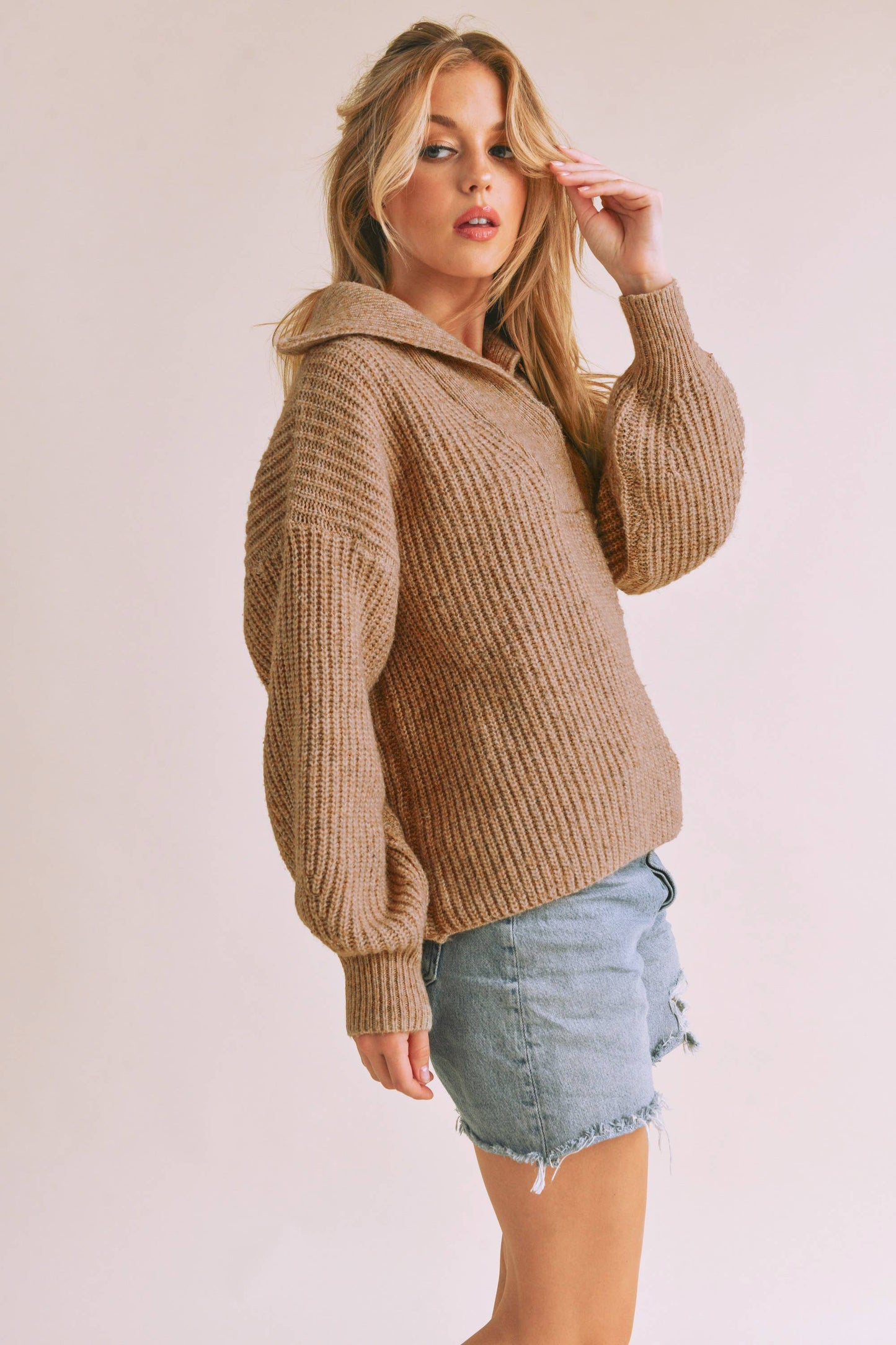 Danae Henley Sweater 1: Camel / L / Knit
