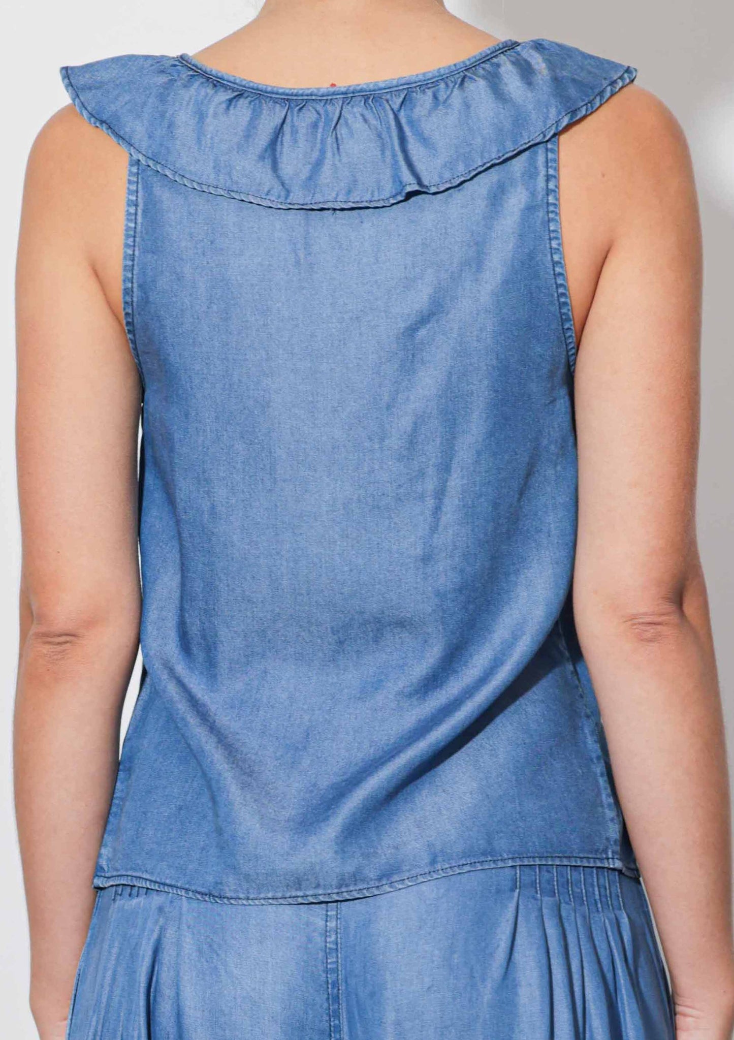 Tencel Ruffle Top: MEDIUM STONE