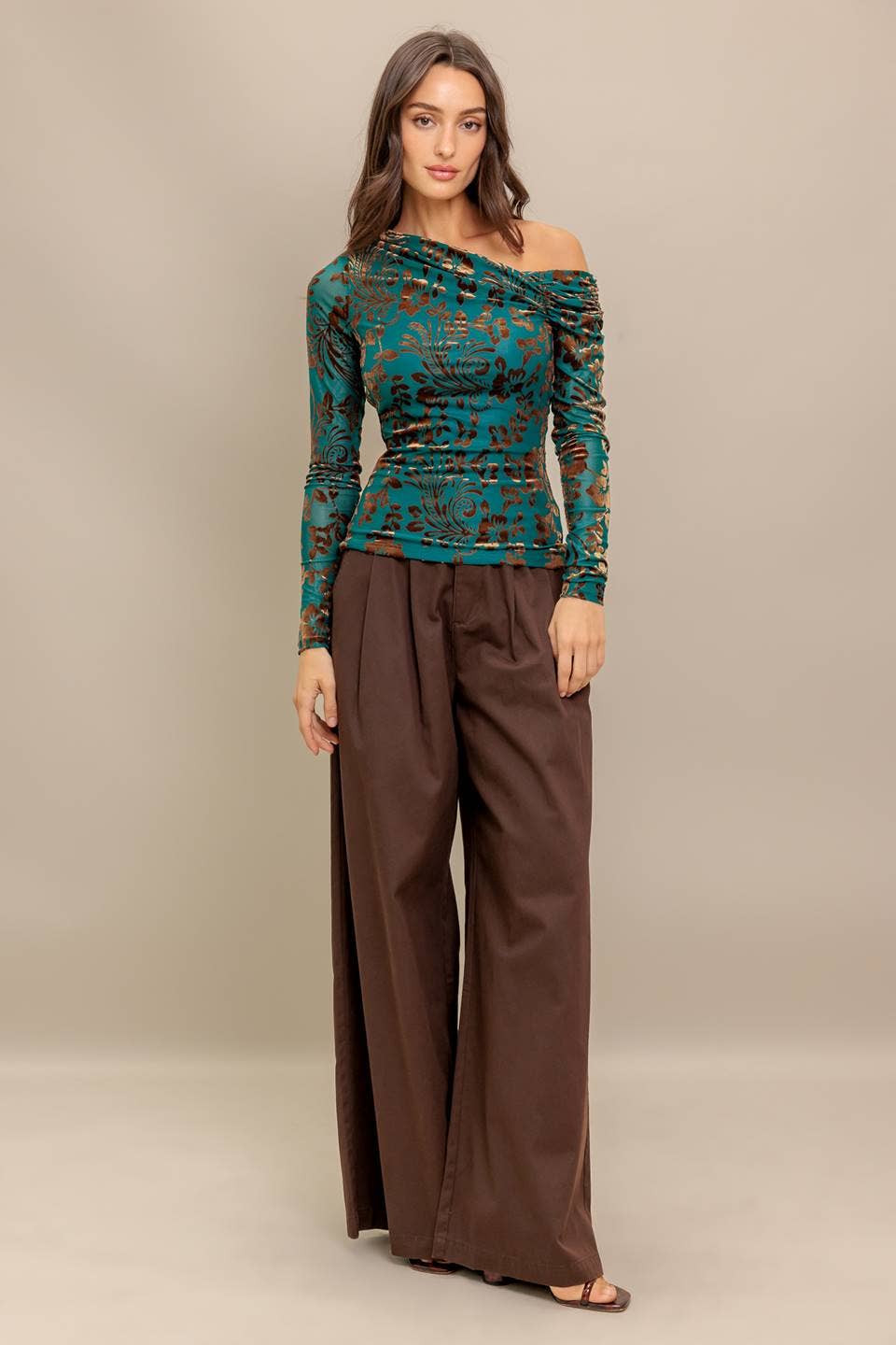Cold shoulder knit top - IT13844: Teal