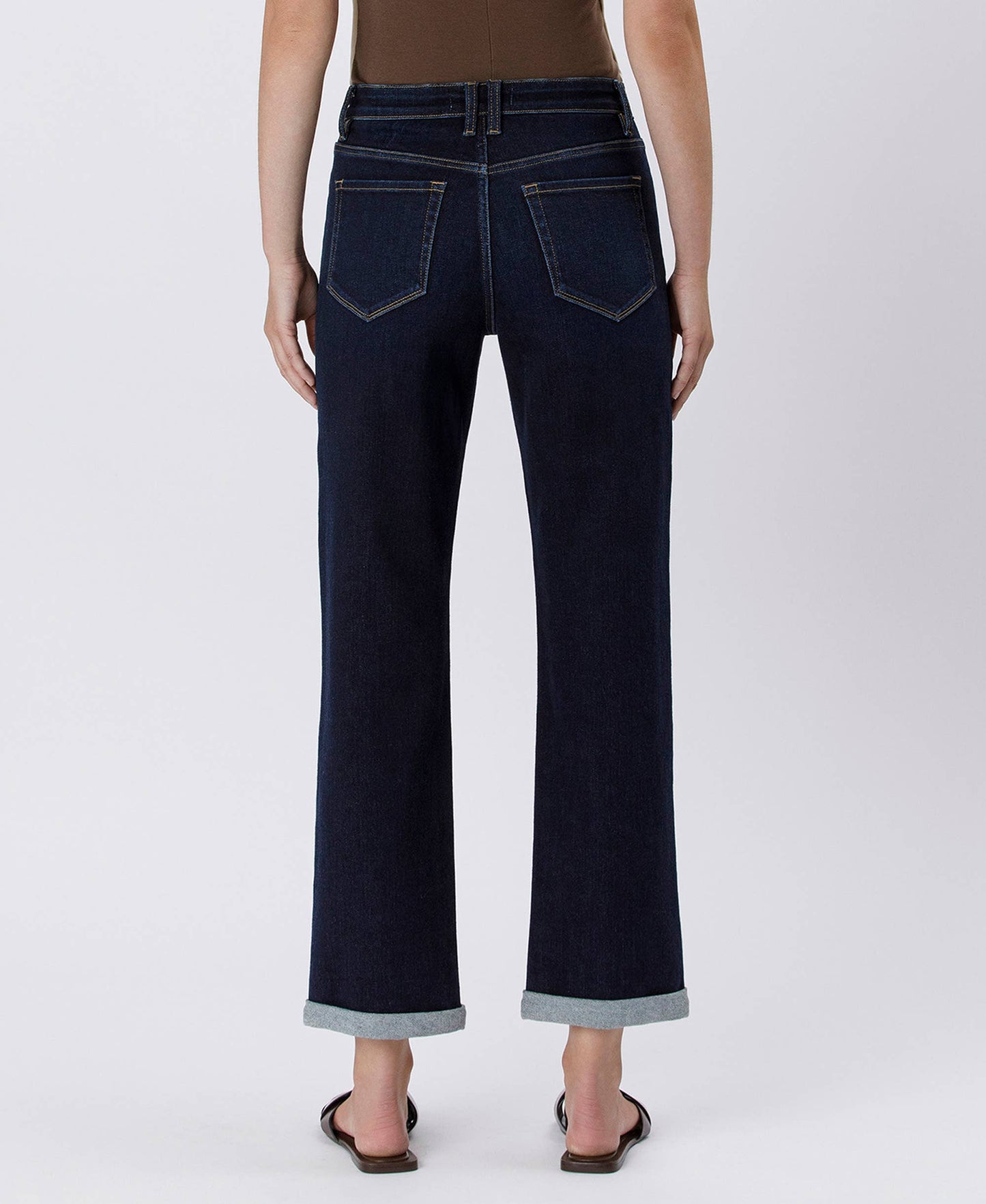 HIGH RISE CUFFED CROP STRAIGHT JEANS F5895: TIME AWAY