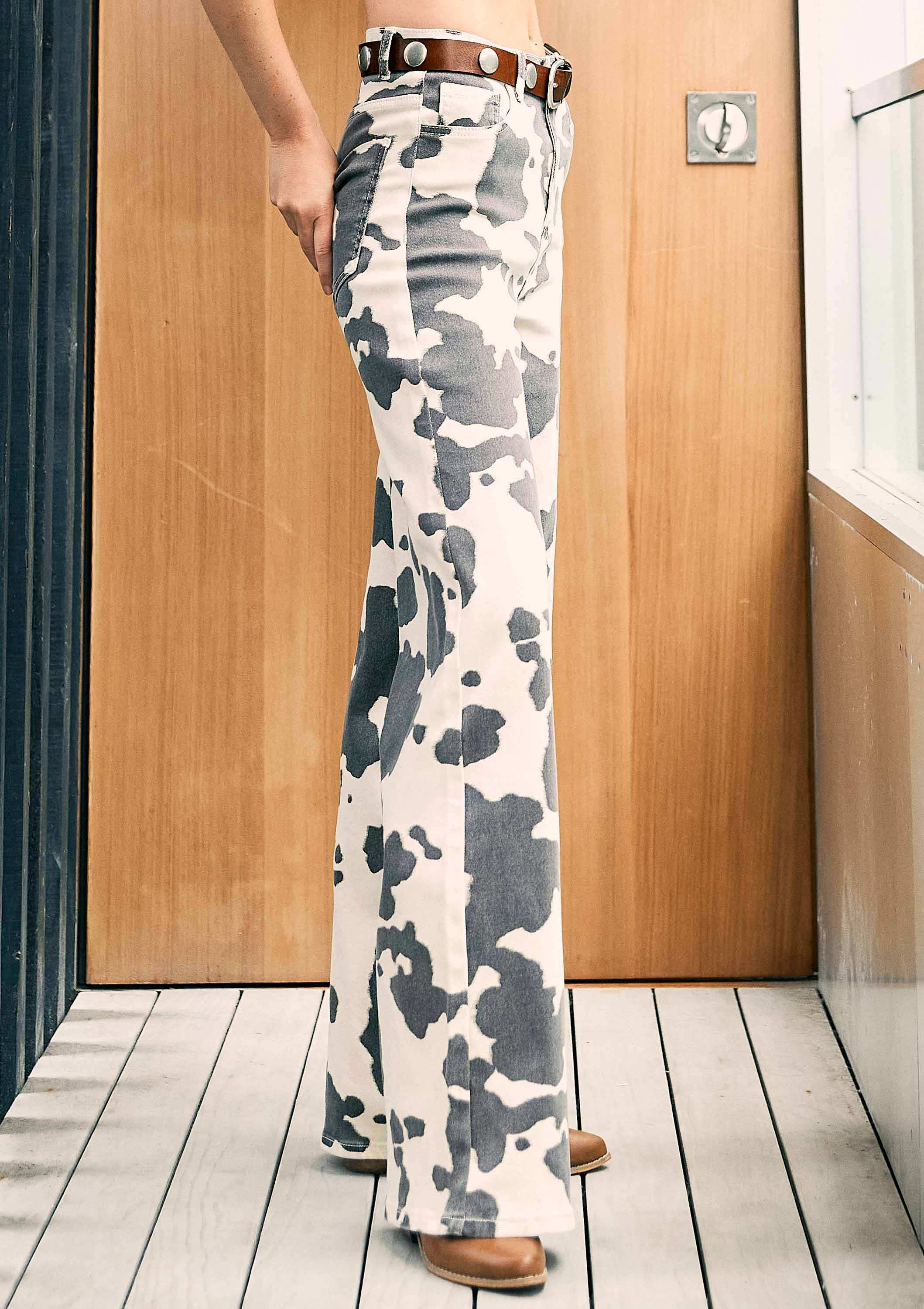 Cow Print Wide Leg Jeans: Cow – STATUS HAYMARKET