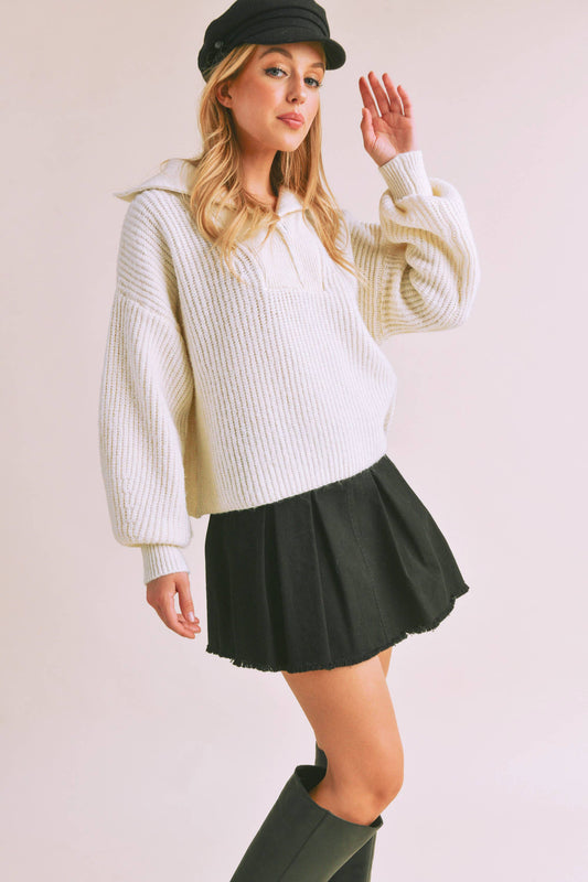 Danae Henley Sweater 1: White knit