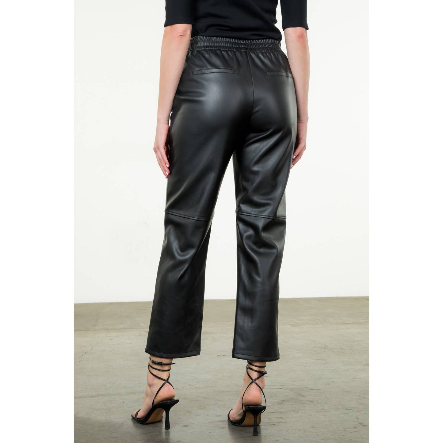 Leather Jogger Pants: BLACK / S