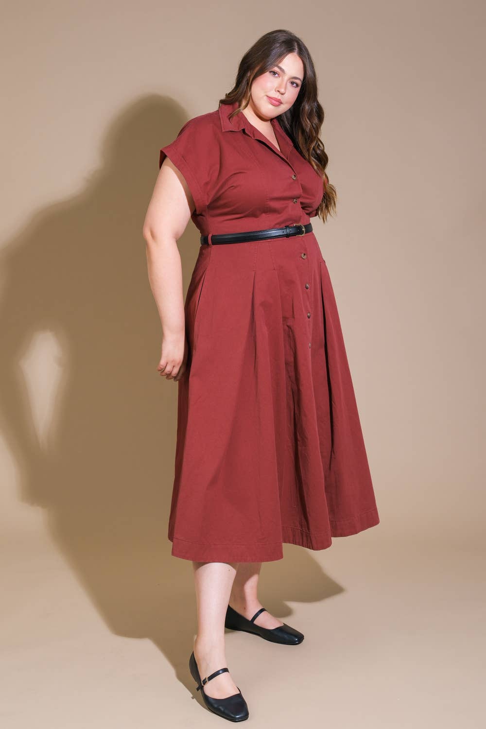 Plus size Berry shirt dress  - FD1238-P: BERRY