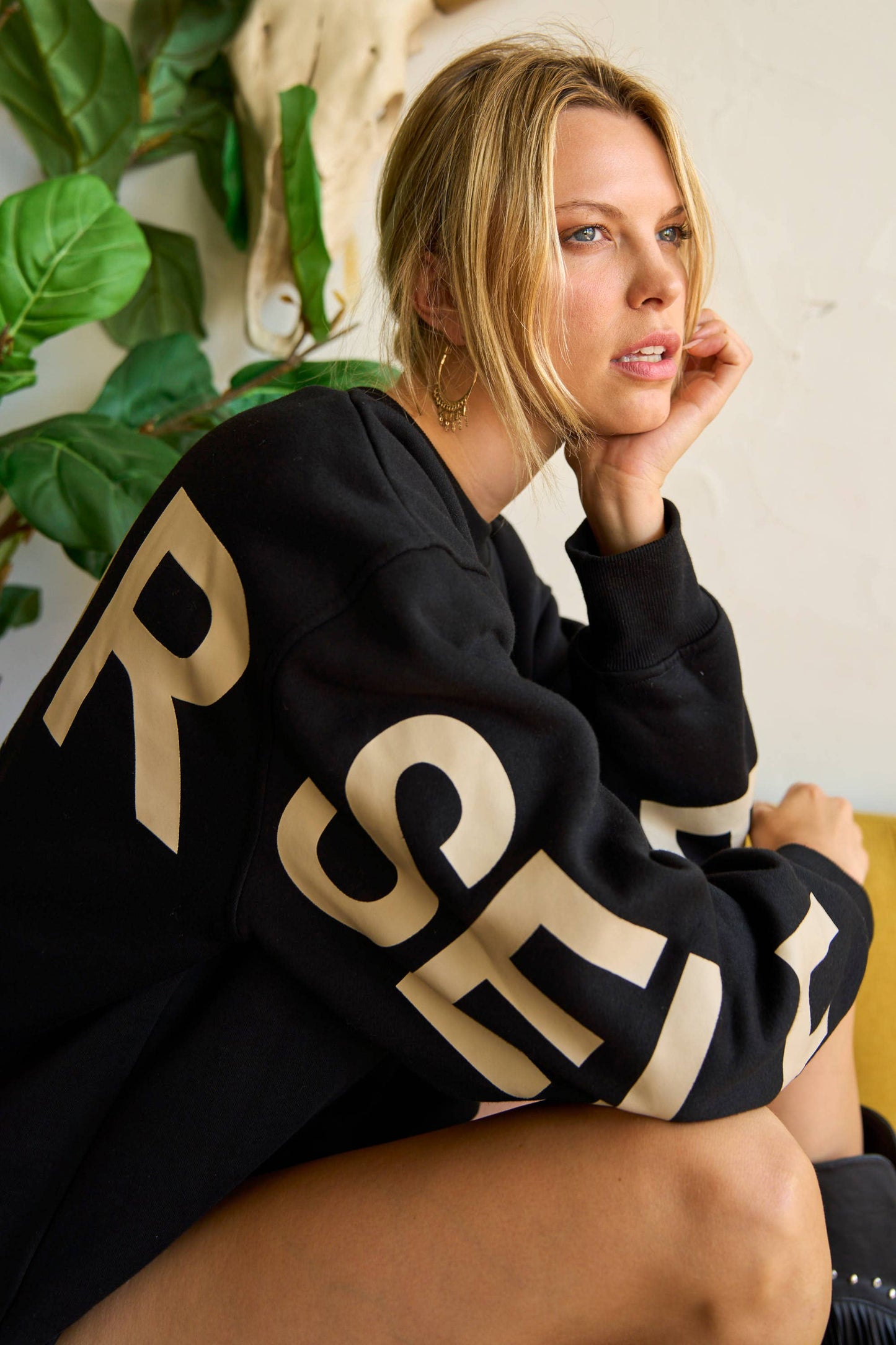Printed Oversized Sweatshirt: Pink