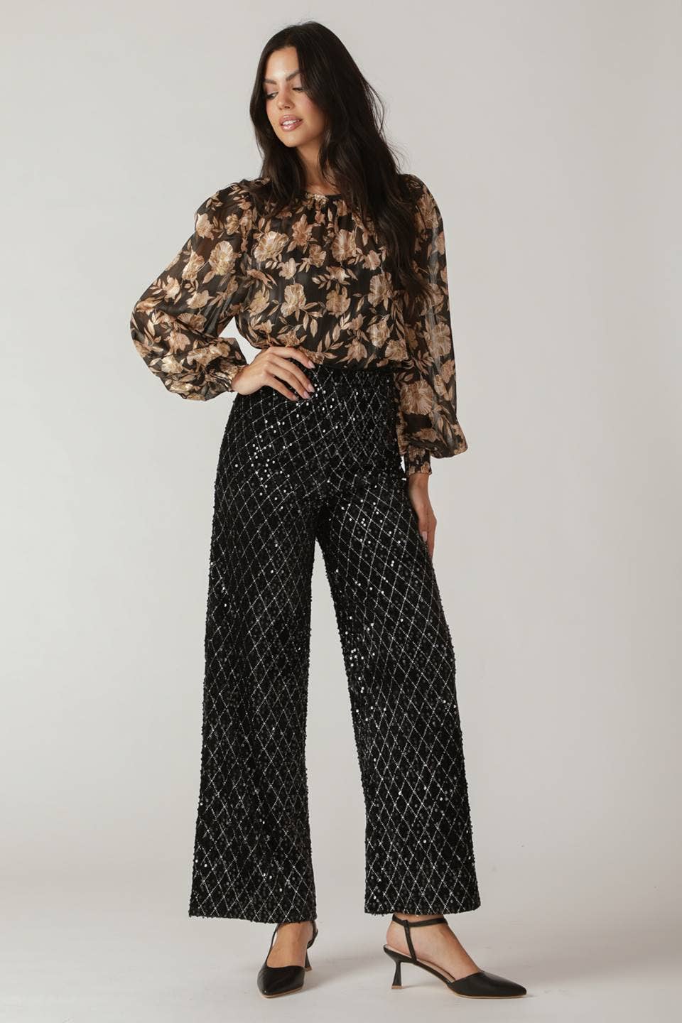 Sequin pant - IP8688: Black