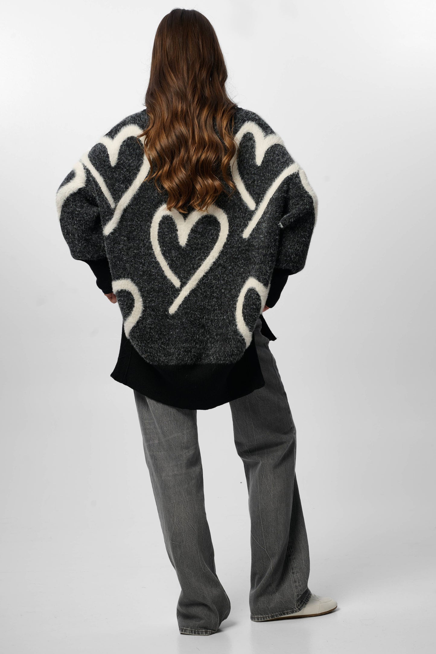 Whimsical Heart Pullover Sweater: Pink