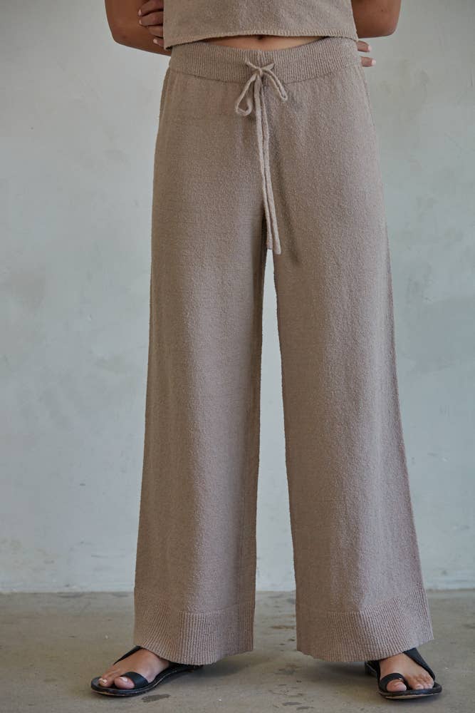 Mocha wide leg pants and sweater set: Mocha