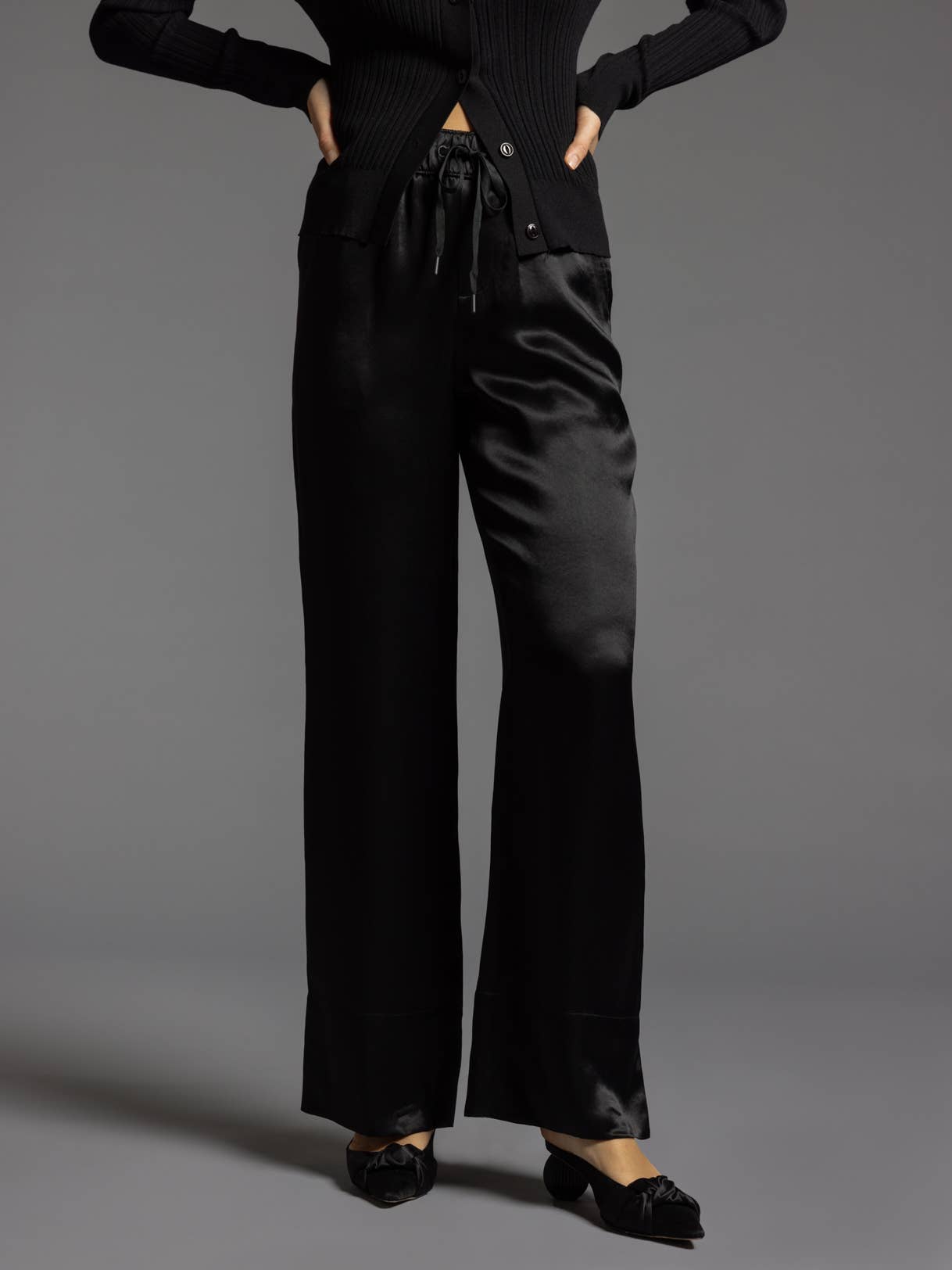 Satin Pants - DAWN PANTS: LIGHT TAUPE / 100% ACETATE