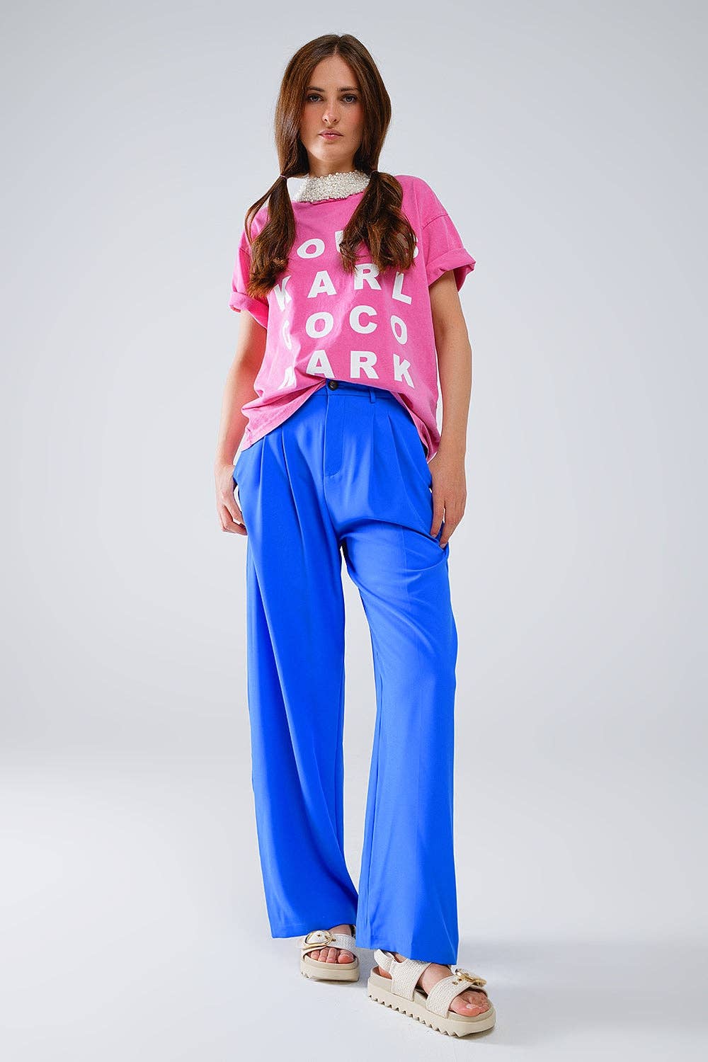 Fuchsia T-shirt With famous Names Logos At The Front: Fuchsia / One Size