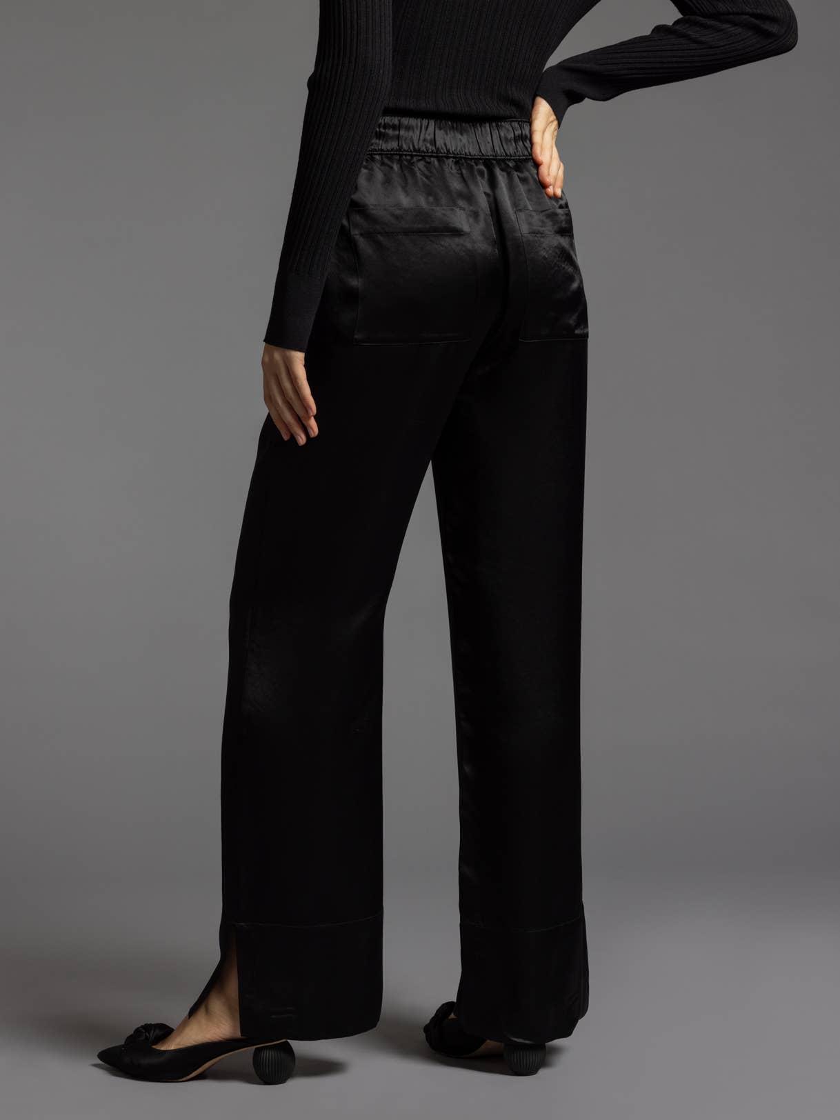 Satin Pants - DAWN PANTS: LIGHT TAUPE / 100% ACETATE