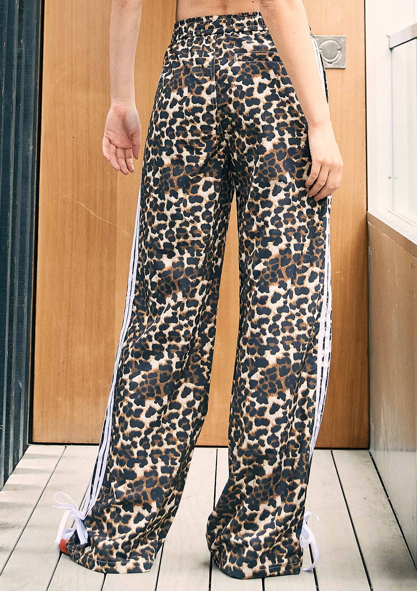 Cheetah Print Wide Track Pants: Leopard