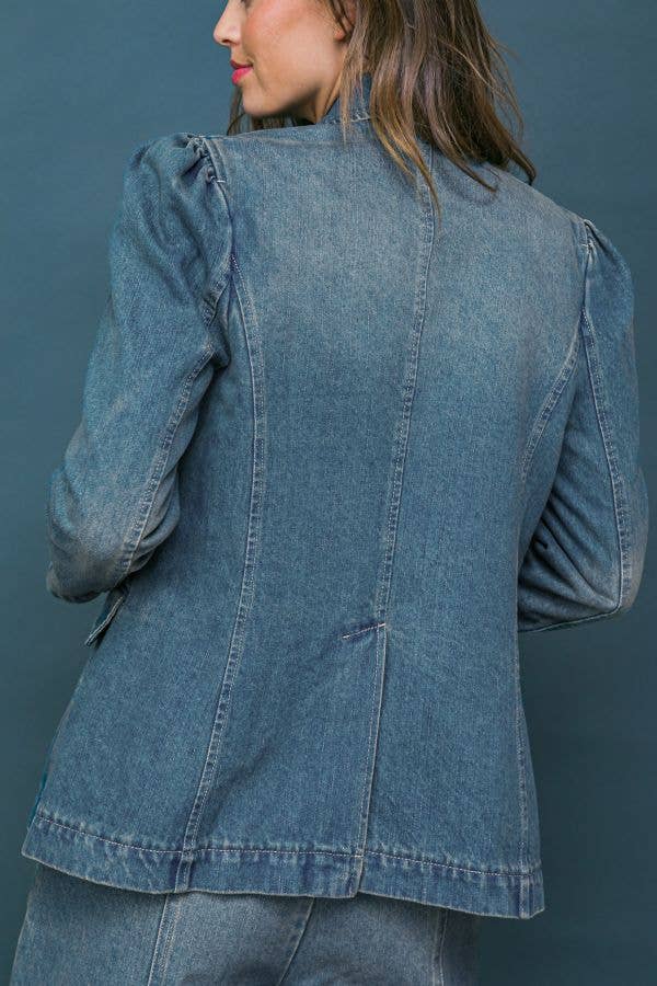 Washed denim blazer - IJ10207: DENIM