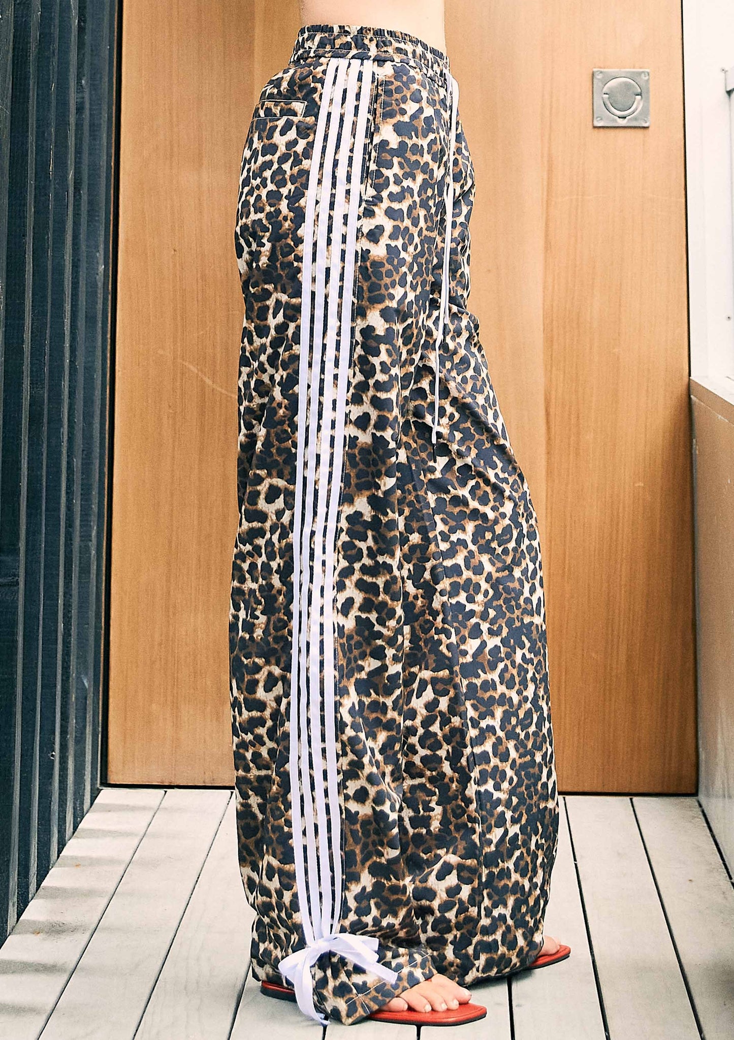 Cheetah Print Wide Track Pants: Leopard