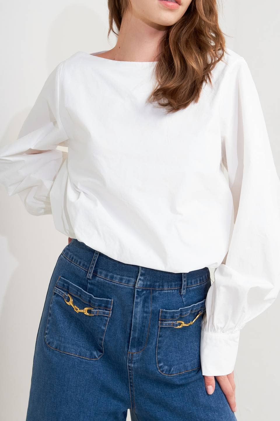 White long sleeve bubble top - FT1657: